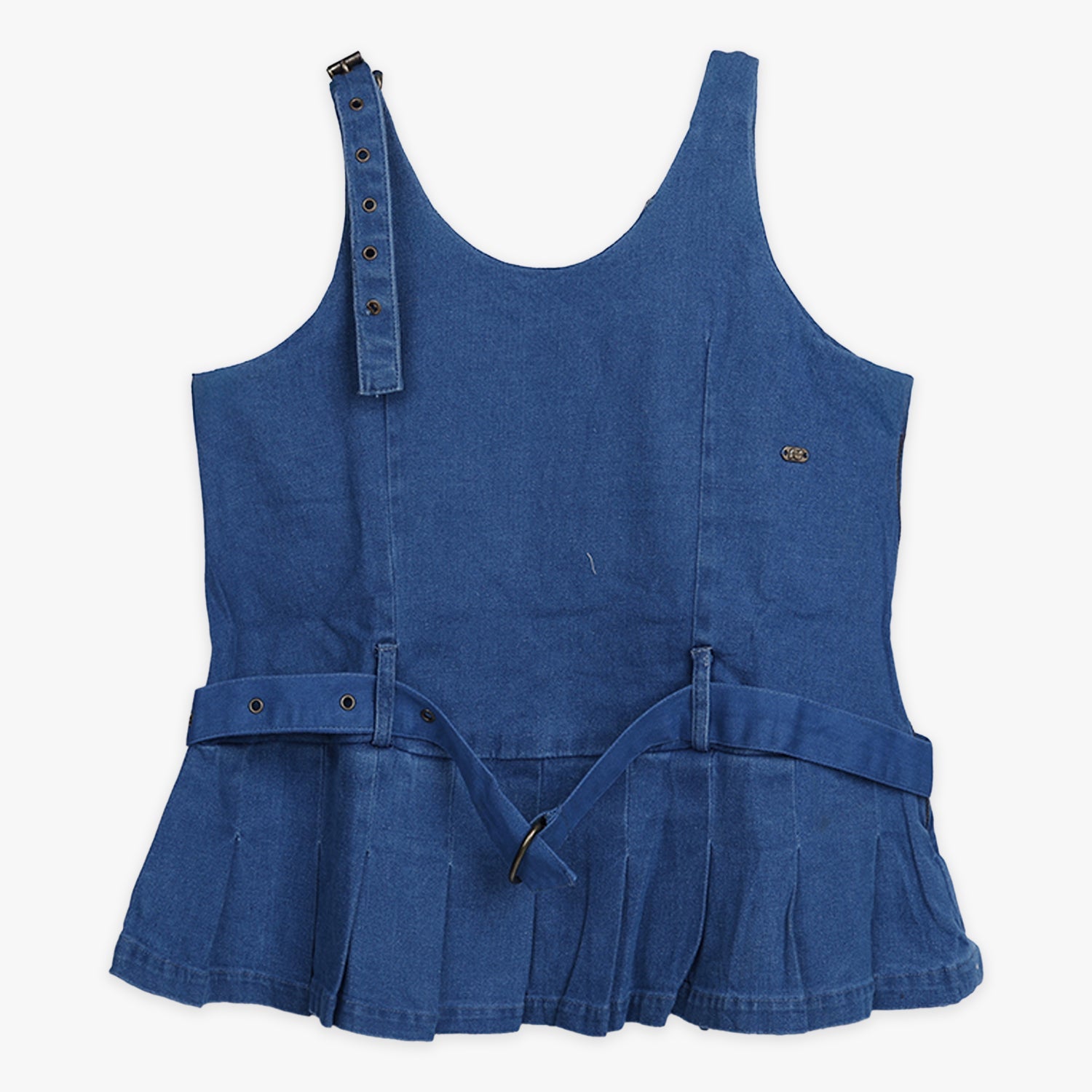 Kids Girls Denim Sleeveless Regular Fit Top with Adjustable Strap