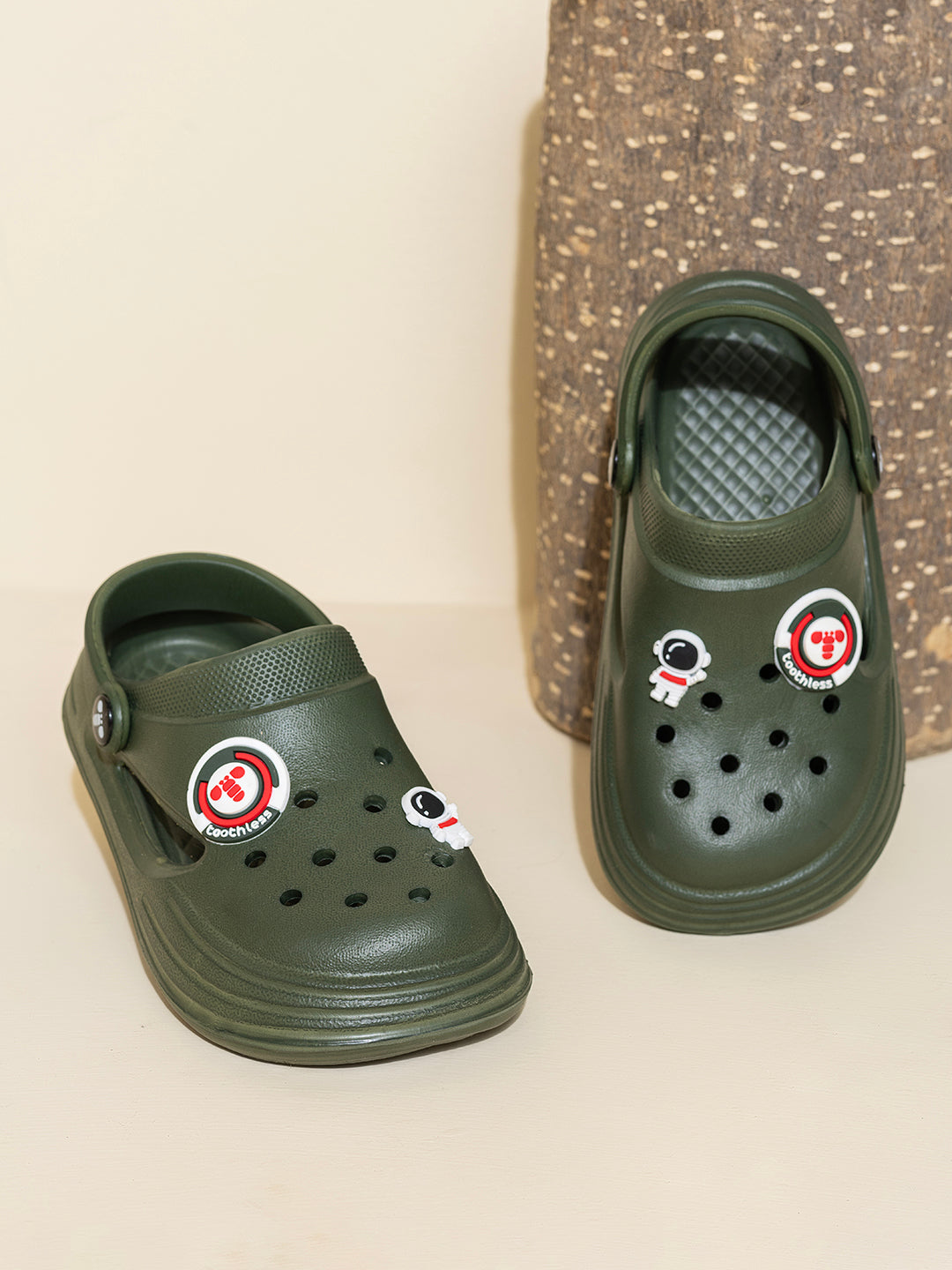 Kids Boys Olive Lightweight & Waterproof Slip-On Clogs with Backstrap