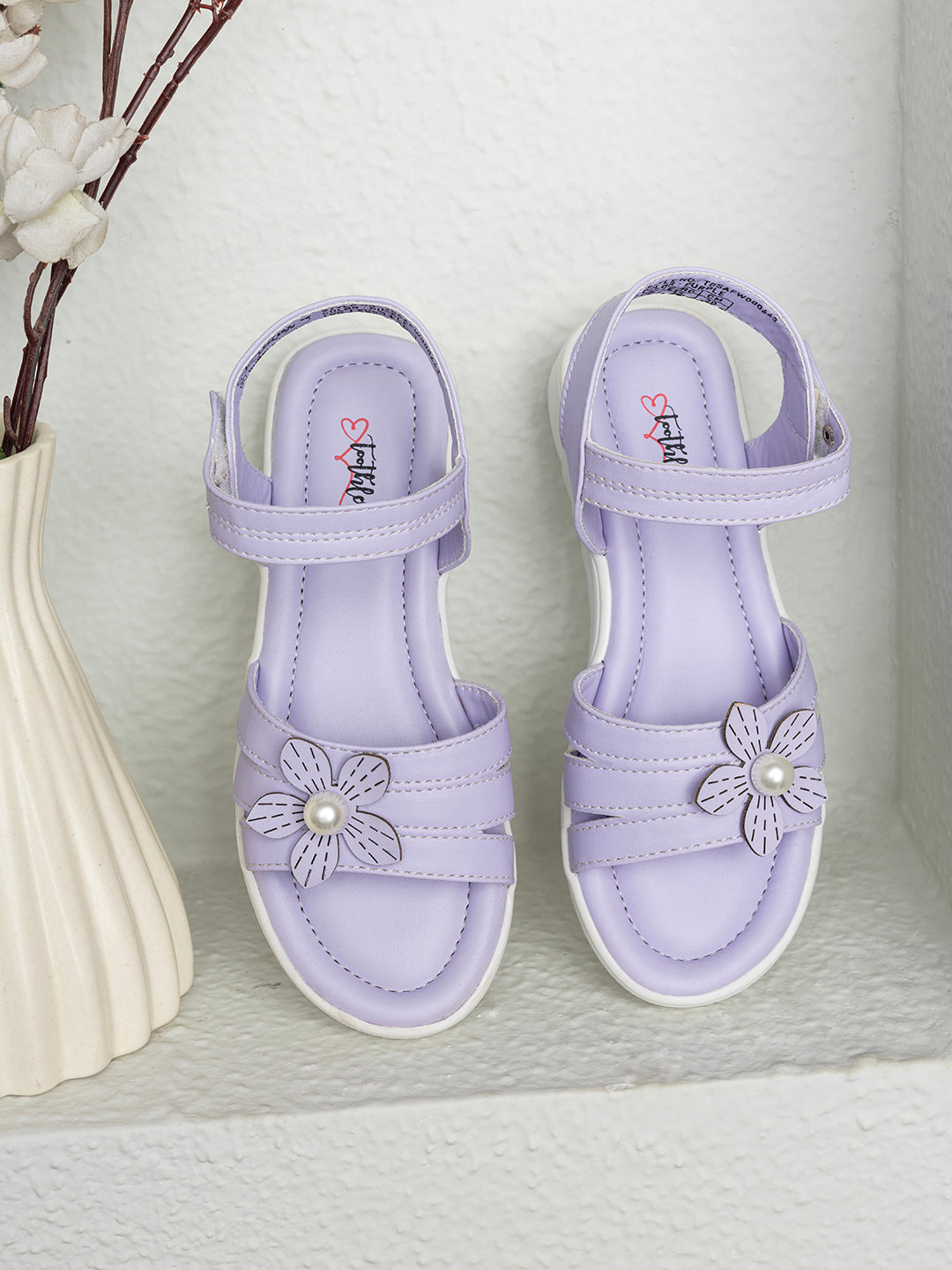 Kids Girls Purple Stylish Ankle Strap Flat Sandals