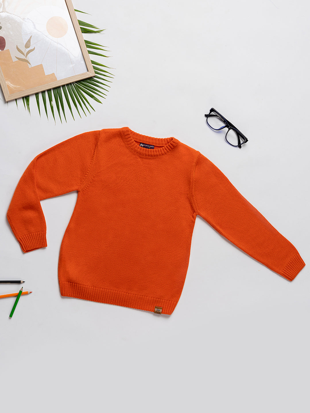 Kids Full Sleeves Classic Crew Neck Pullover Sweater