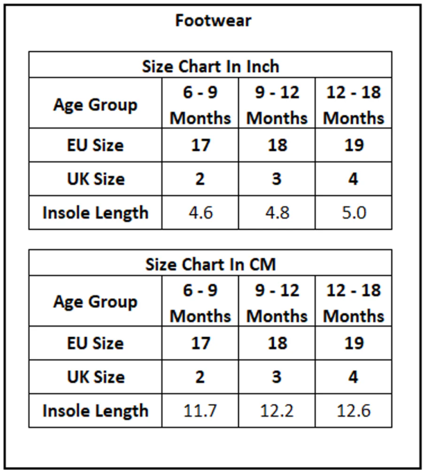 Product Size Chart