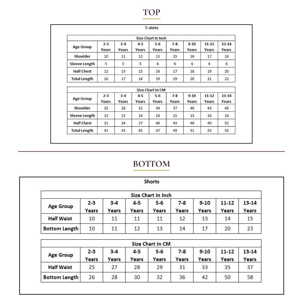 Product Size Chart