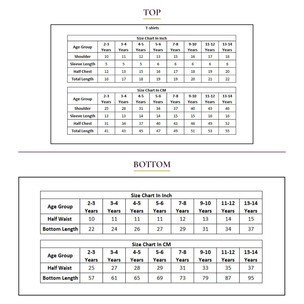 Product Size Chart