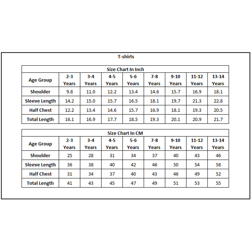 Product Size Chart