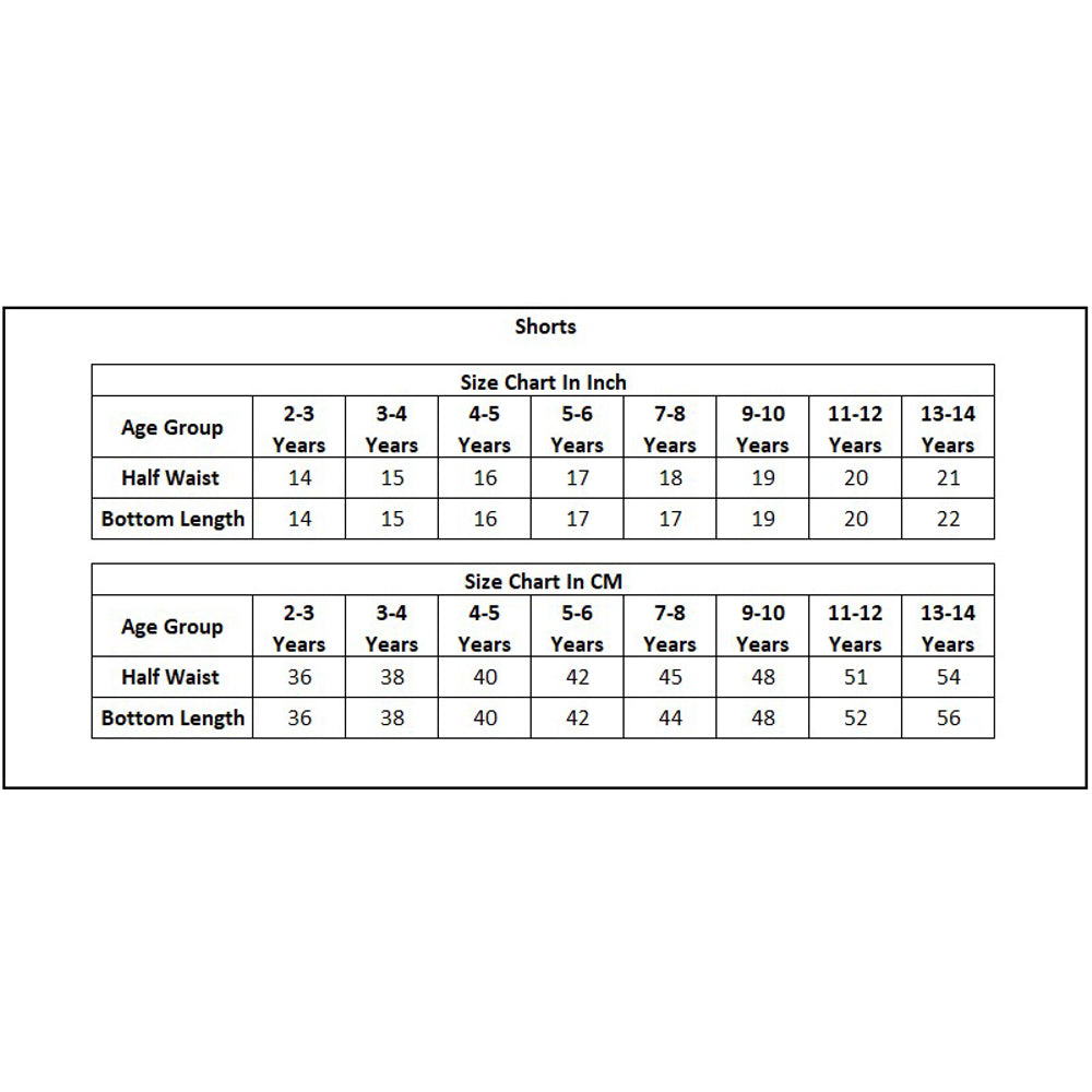 Product Size Chart