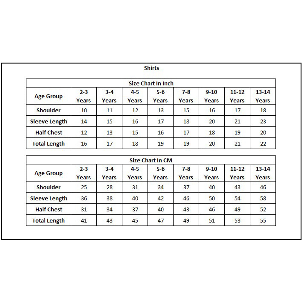 Product Size Chart
