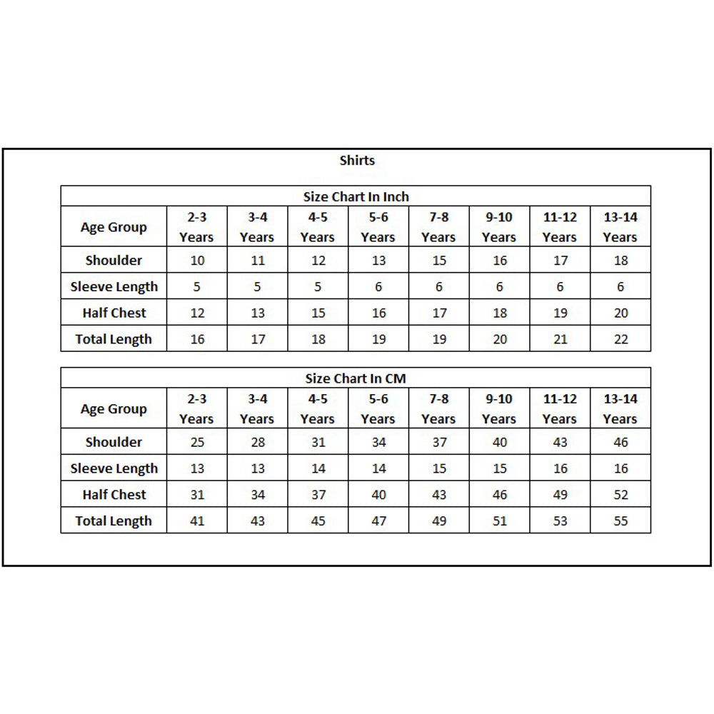 Product Size Chart
