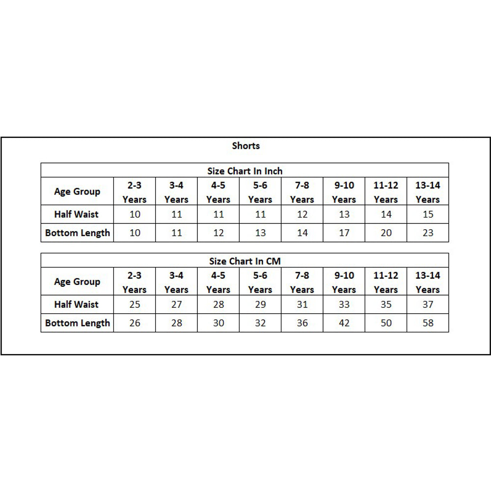Product Size Chart
