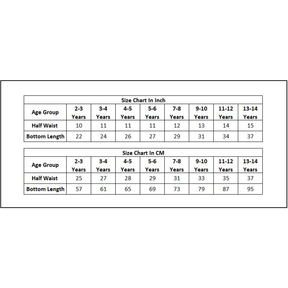 Product Size Chart