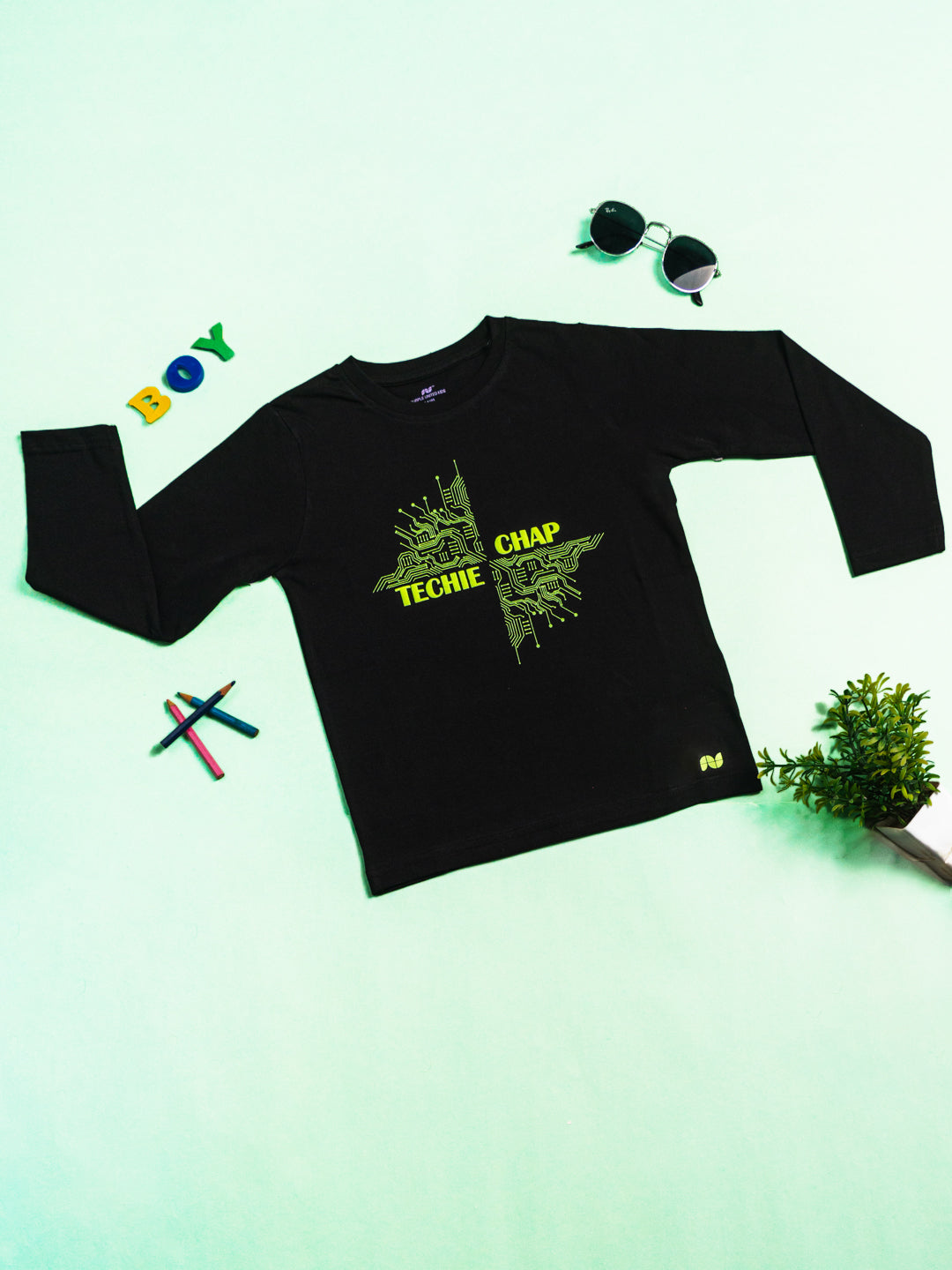 Kids Boys Single Jersey Full Sleeves Graphic Printed T-Shirt