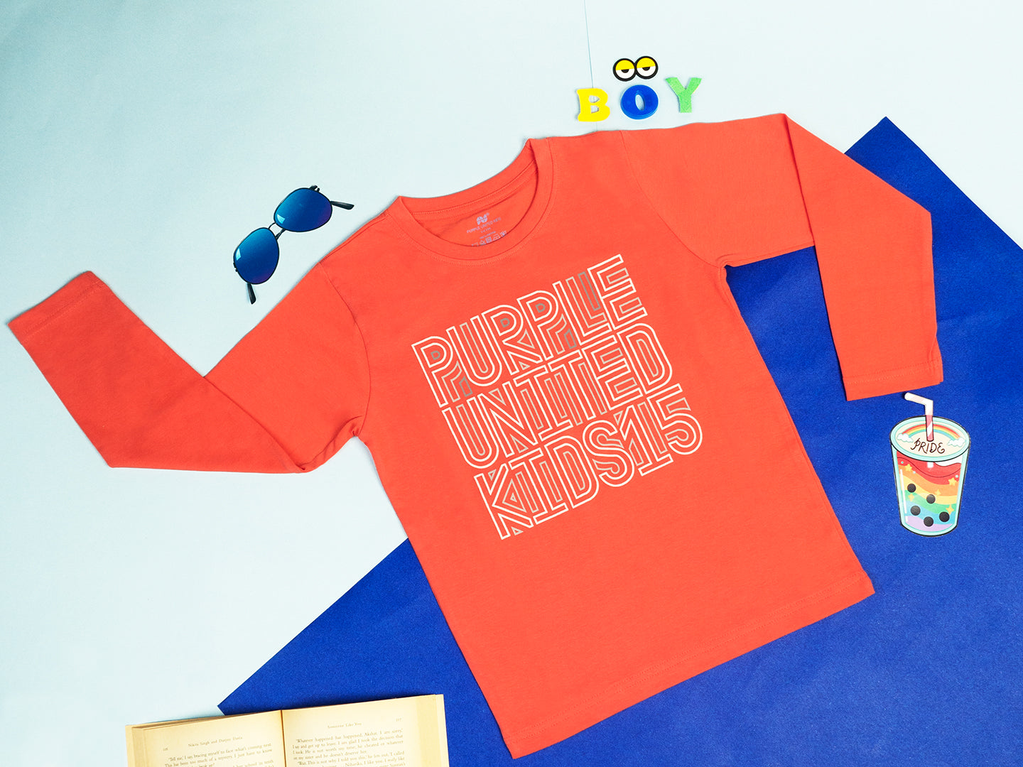 Kids Boys Single Jersey Full Sleeves Typography Printed T-Shirt