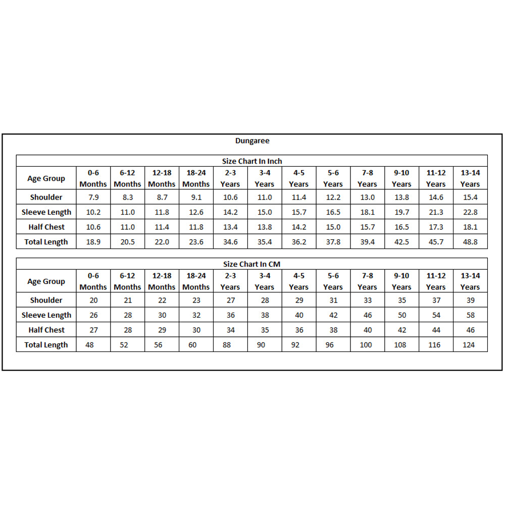 Product Size Chart