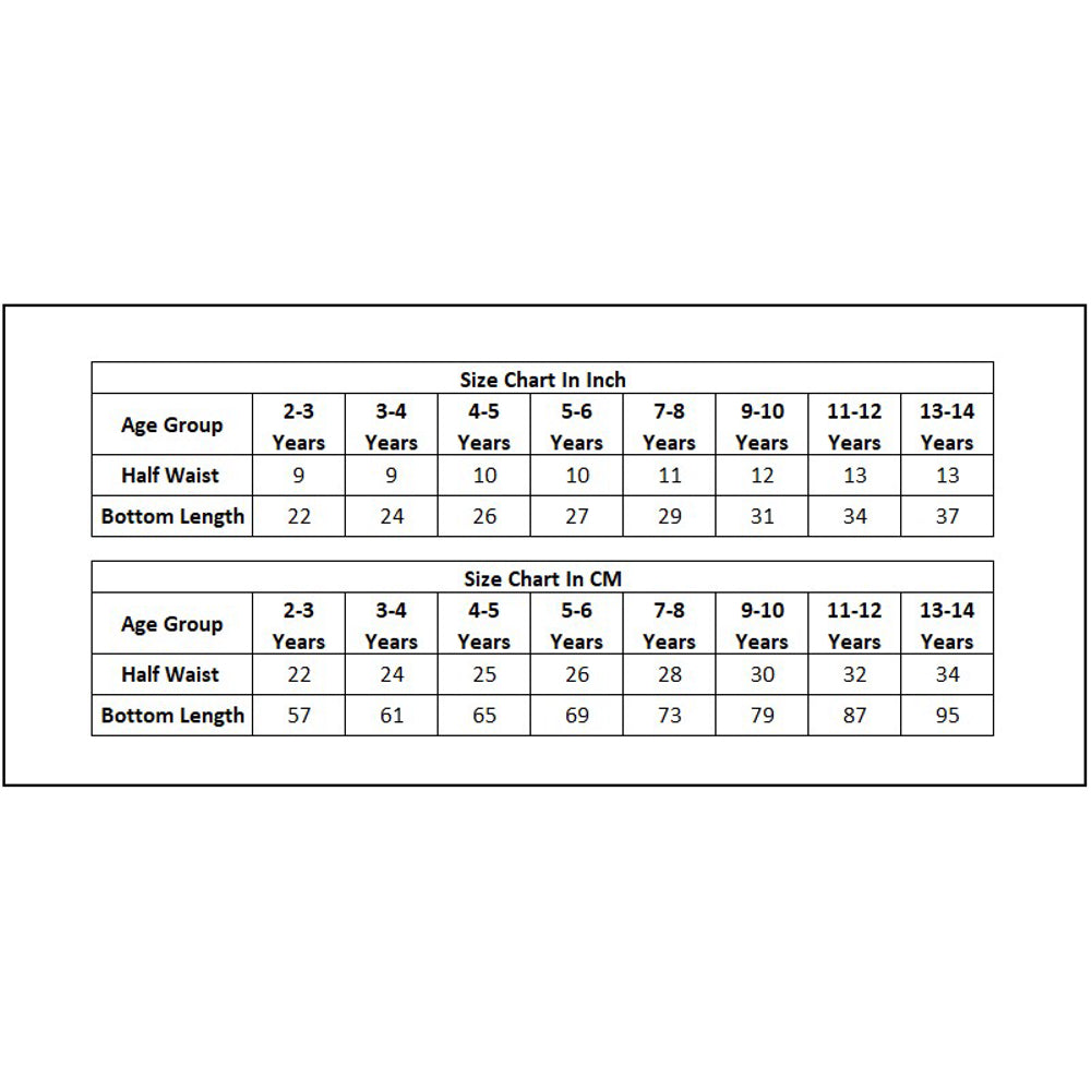 Product Size Chart