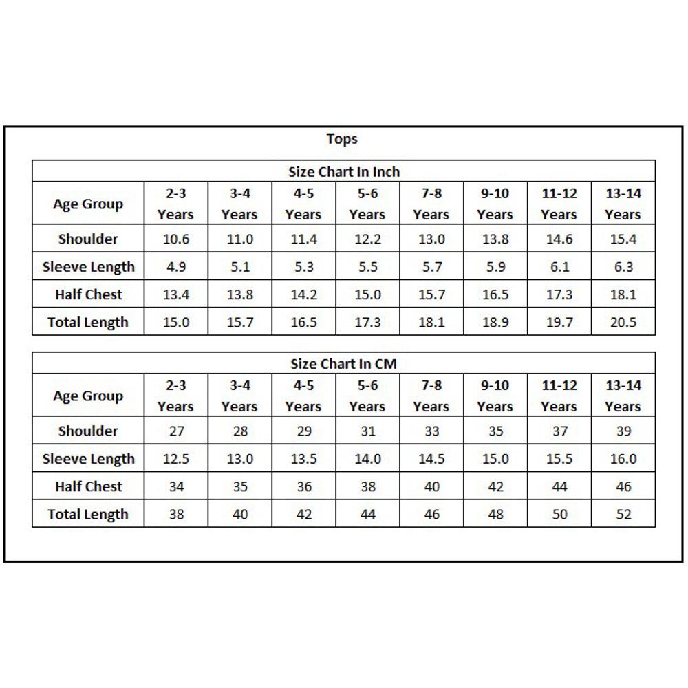 Product Size Chart