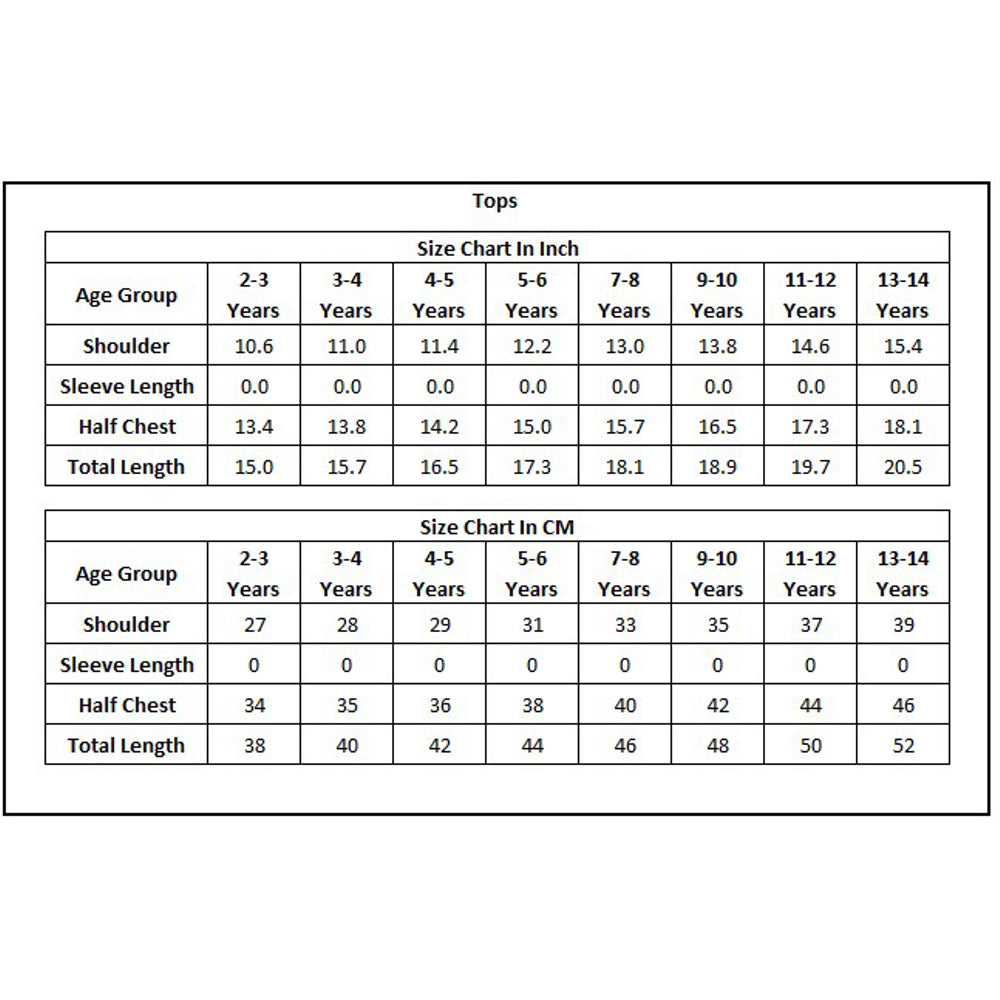 Product Size Chart