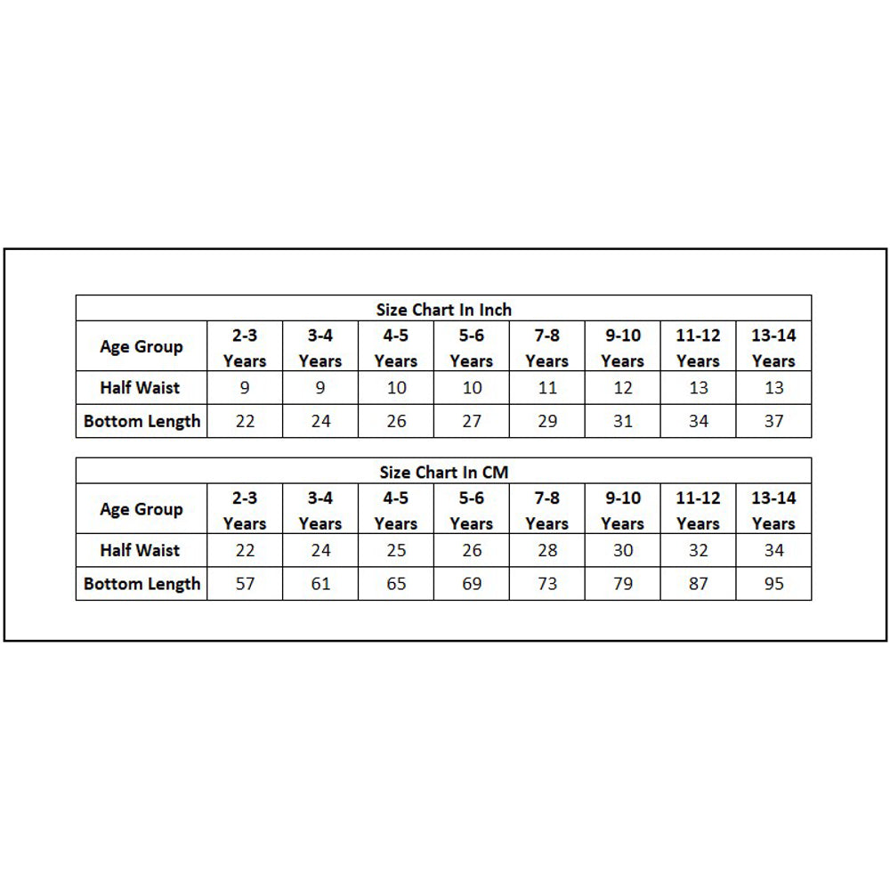 Product Size Chart