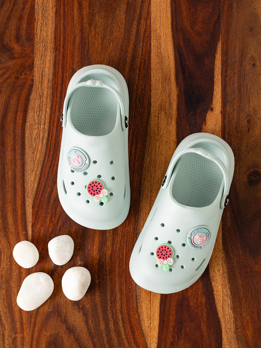 Kids Girls Cute Fruit & Floral Charms Clogs with Movable Back Strap