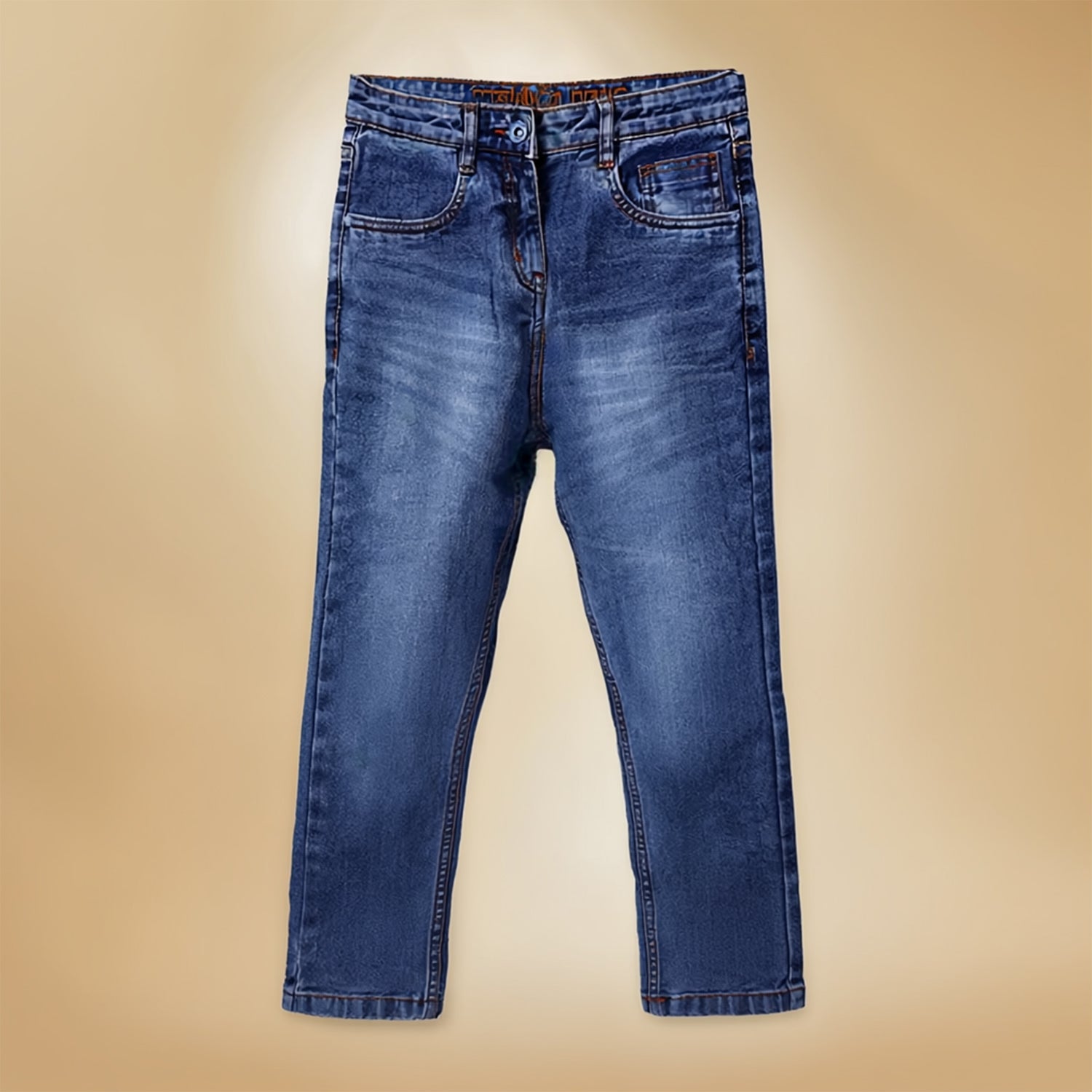 Boys Blue Slim Fit Mid-Wash Denim Jeans Premium Denim Fabric Mid Rise with Belt Loops Classic 4-Pockets Comfortable Regular Fit