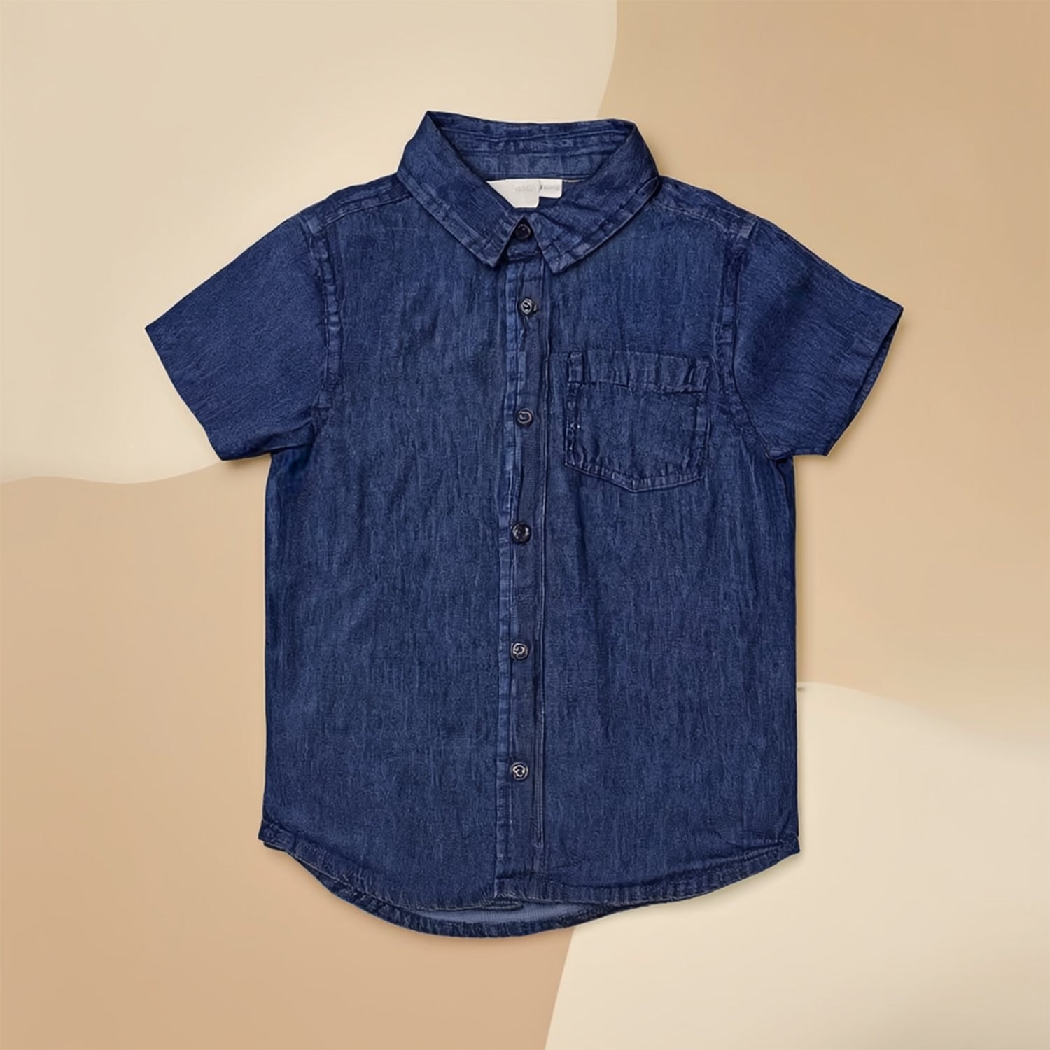 Boys Blue Denim Shirt with Chest Pocket Half Sleeves Regular Fit  Casual