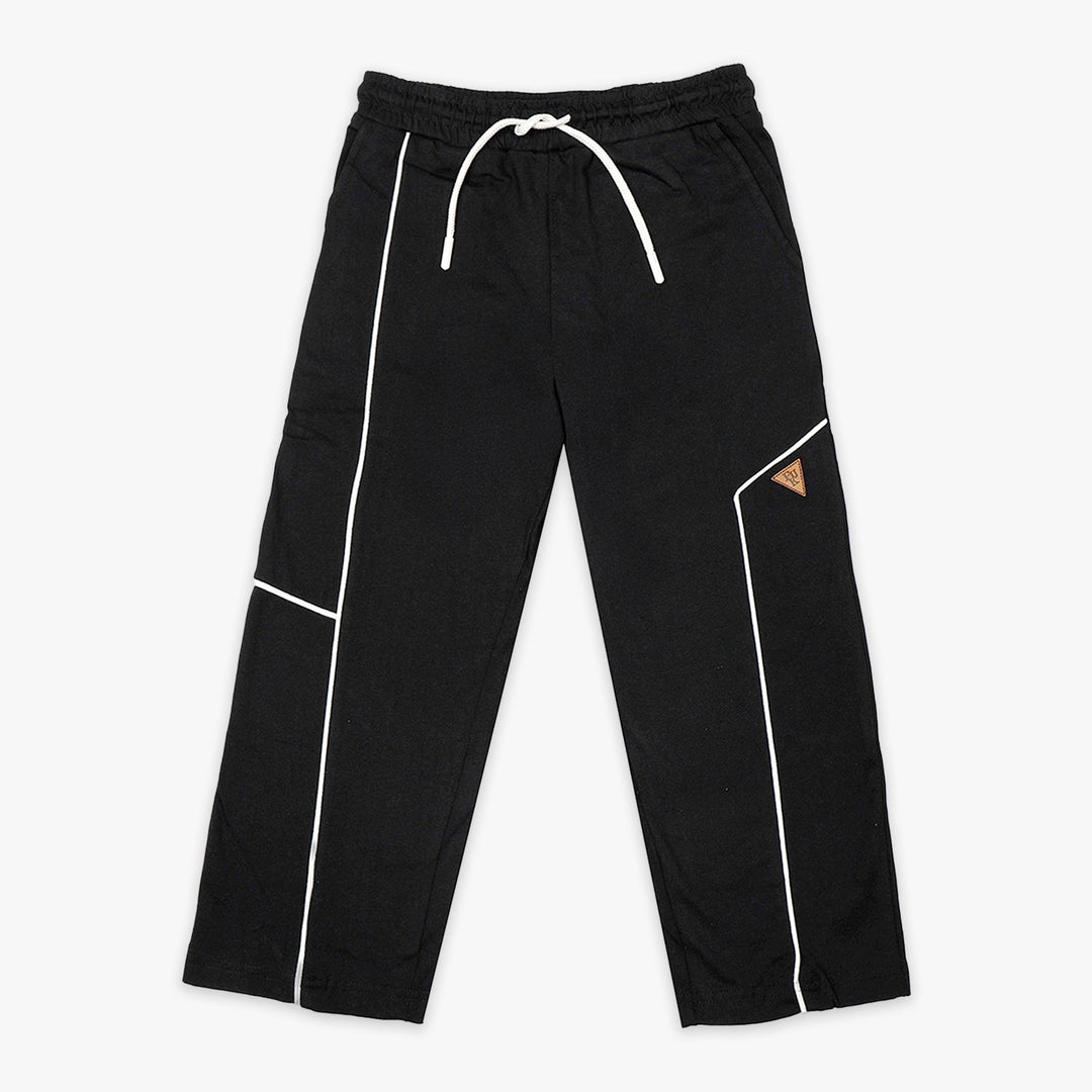 Boys Black Regular Fit Drawstring Waist Causal Joggers