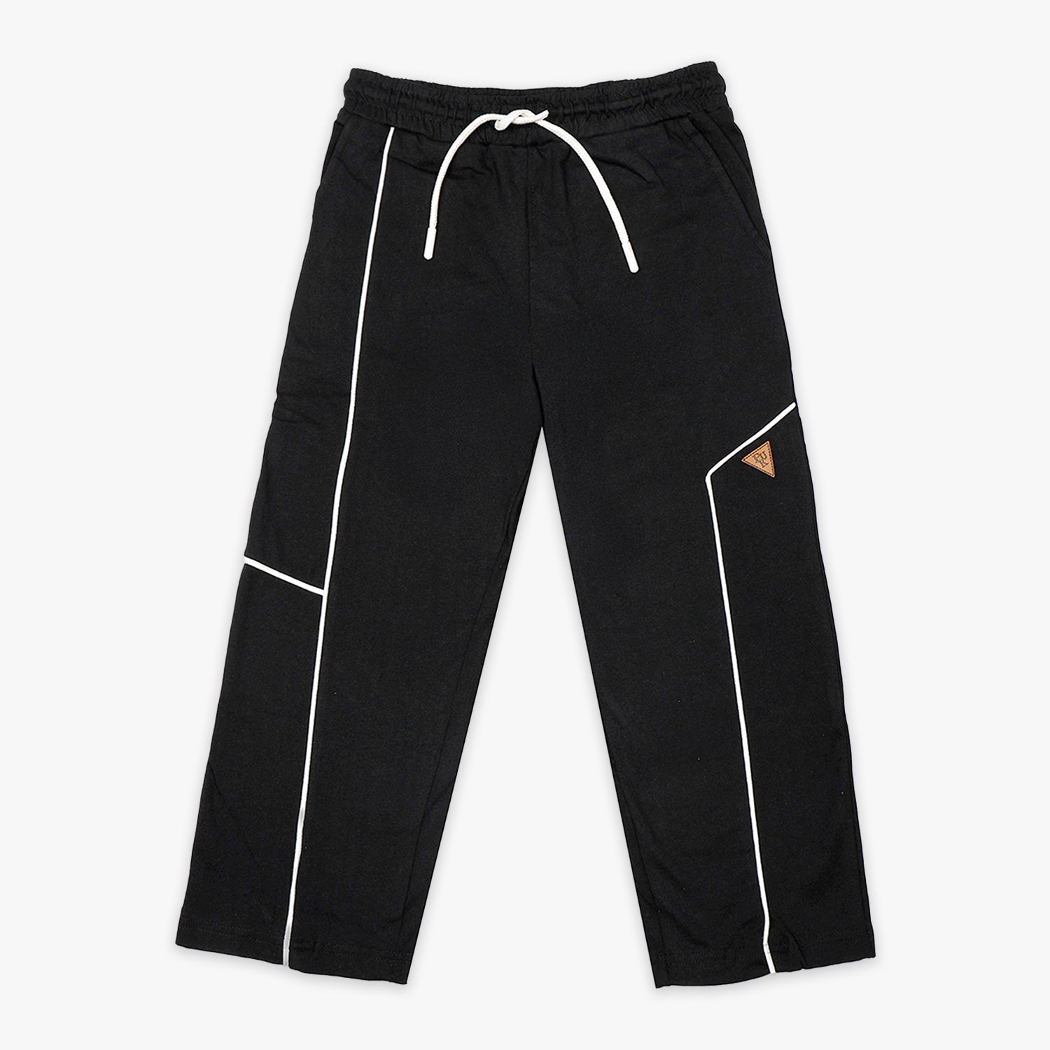Boys Black Regular Fit Drawstring Waist Causal Joggers
