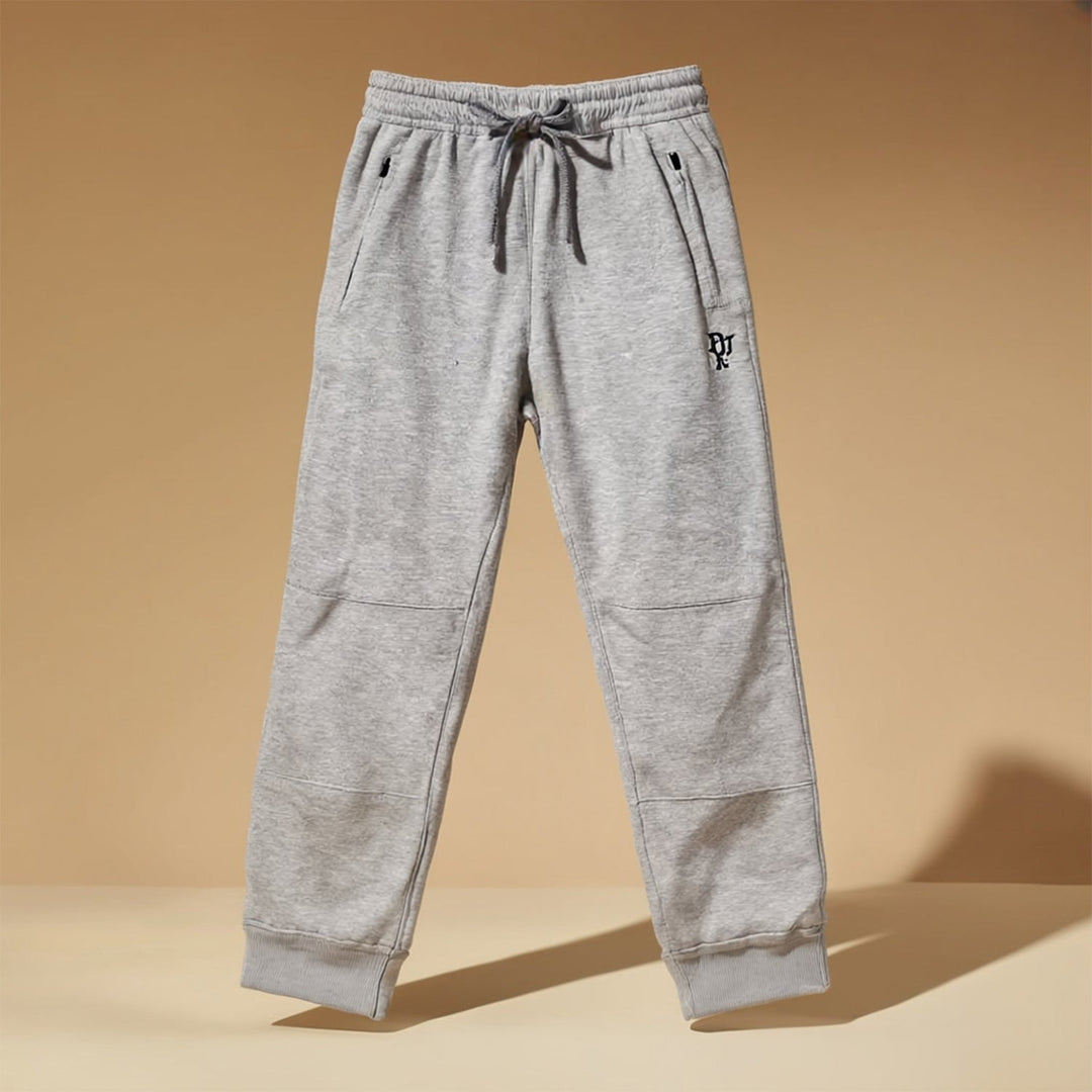 Boys Light Grey Regular Fit Cotton Casual Trouser