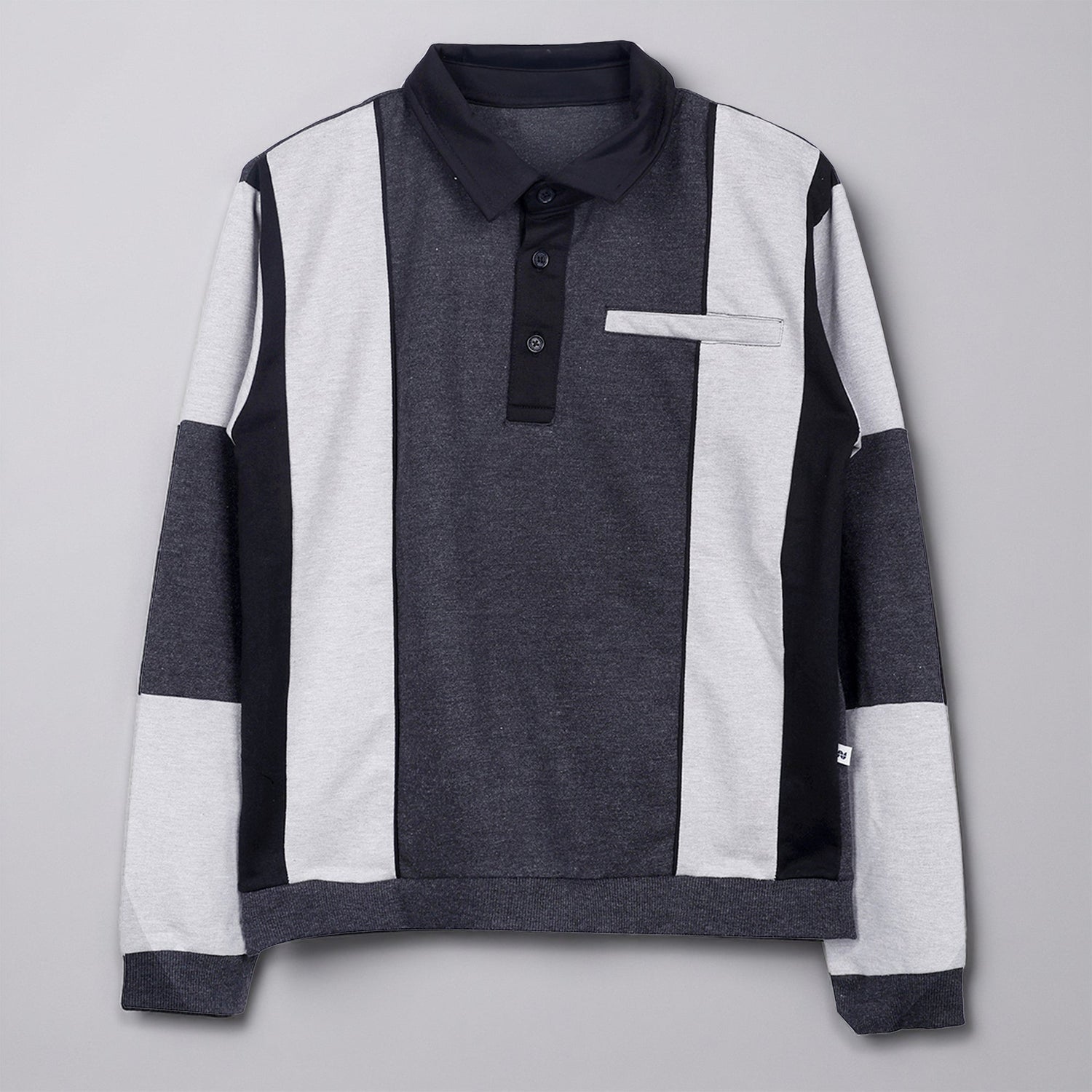 Boys Striped Polo Sweatshirt Contrast Color Block Design  Regular Fit Collared Neck Casual & Comfort Everyday Wear
