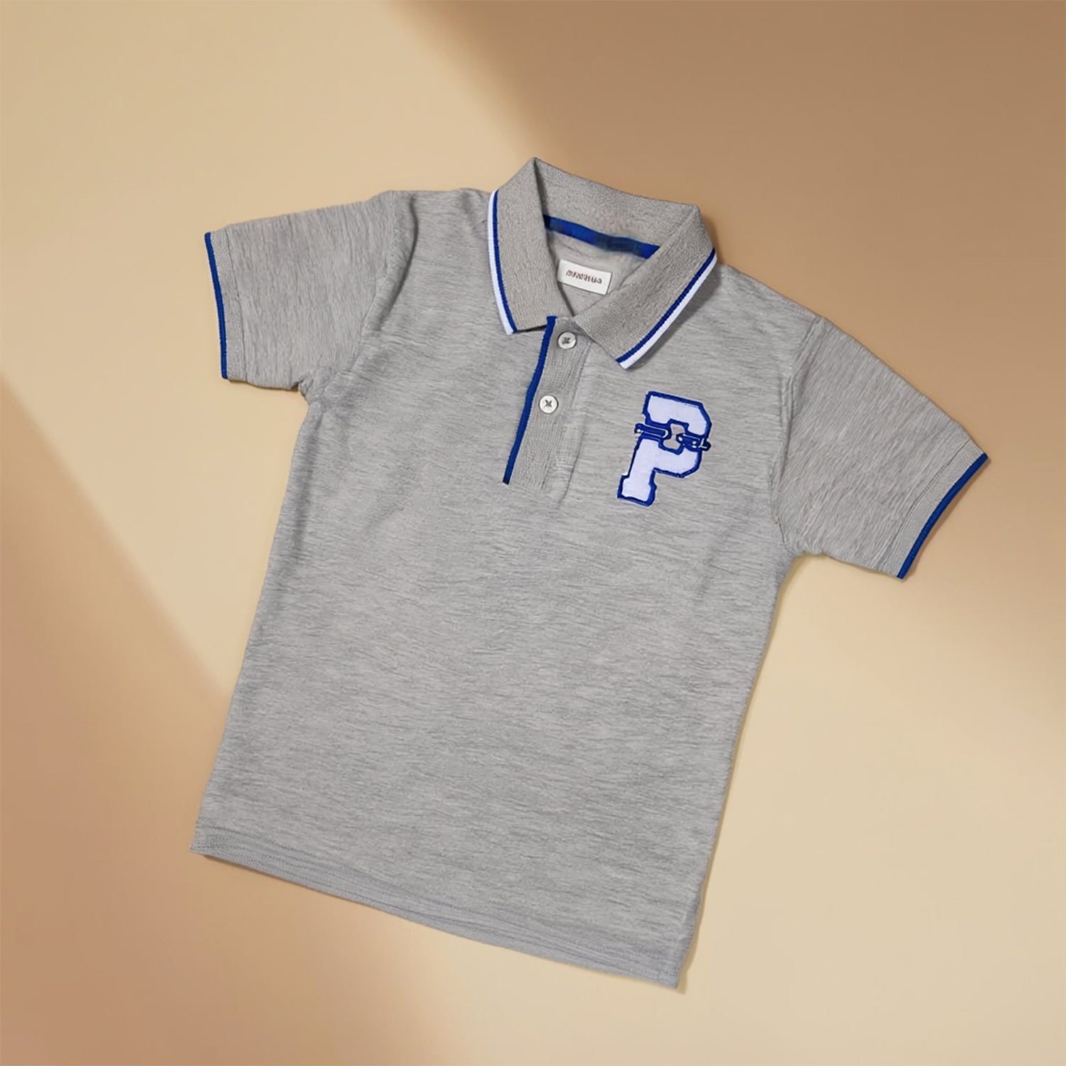 Boys Polo Neck Grey Short Sleeve Soft Cotton Blend  Casual T-Shirt
