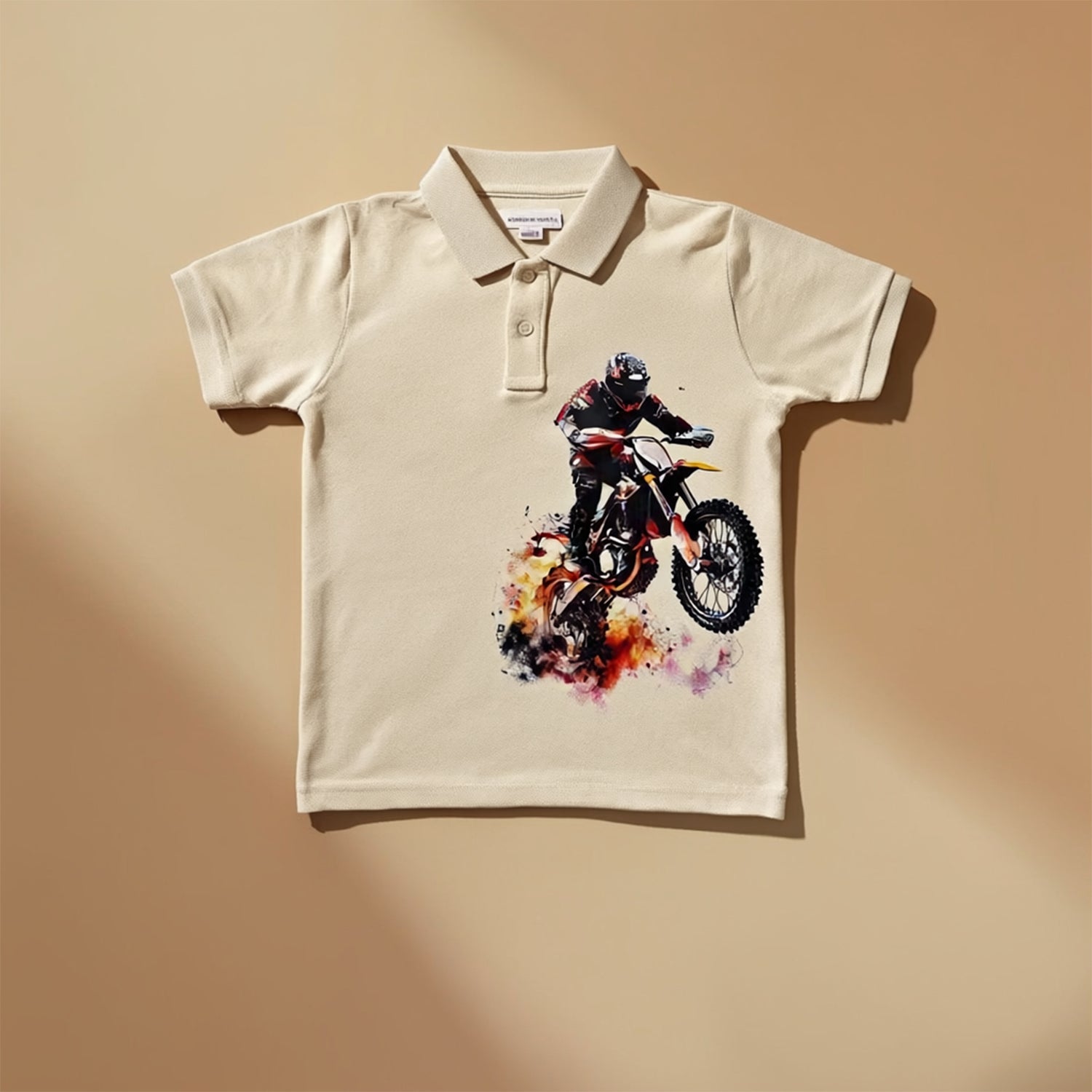 Boys Yellow Polo Neck Cotton Graphic Print Casual Half Sleeve T-shirt