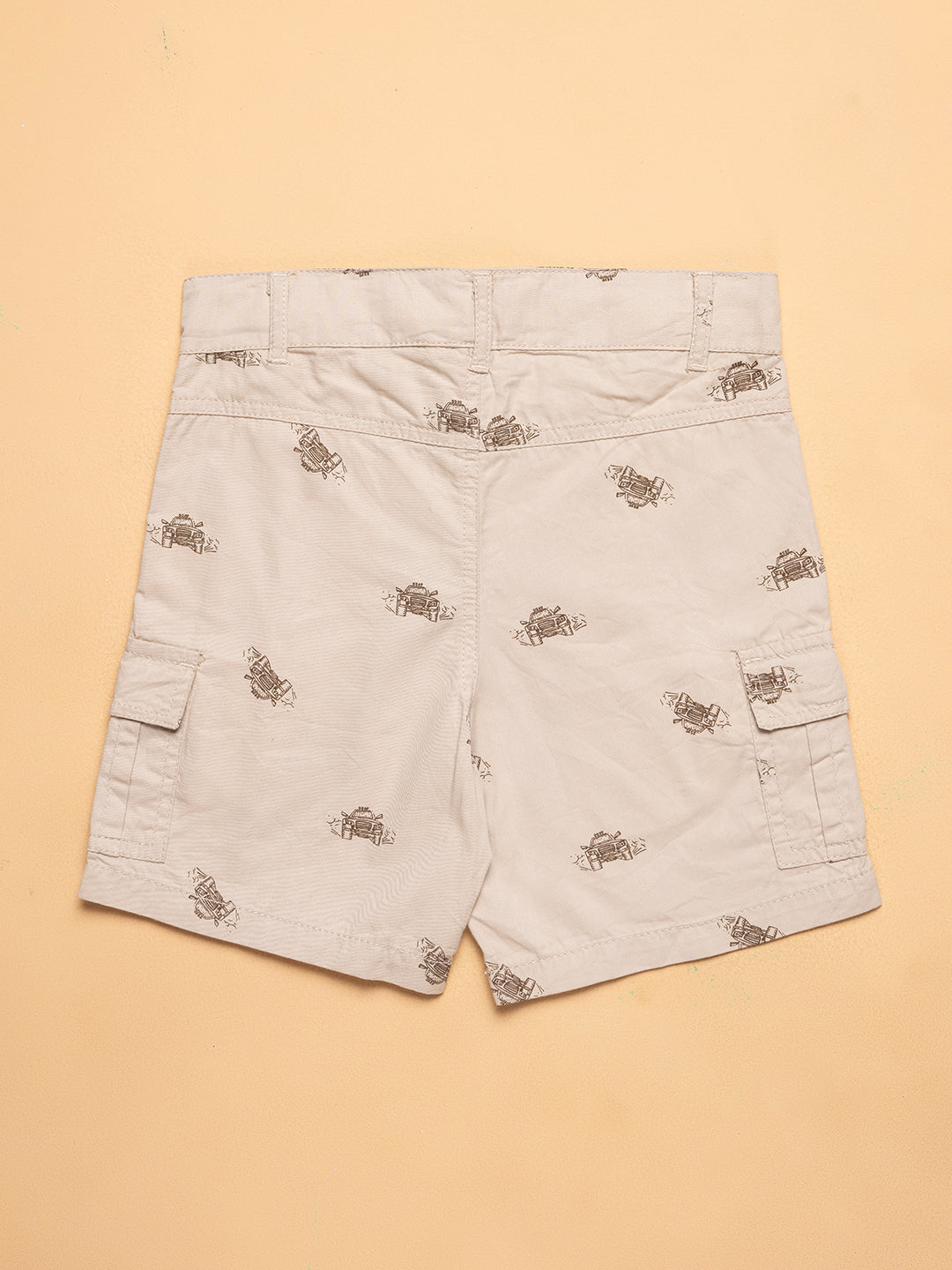 Boys Printed Cargo Shorts Cotton Blend Fabric Knee-Length Shorts with Pockets Daily Casual Wear