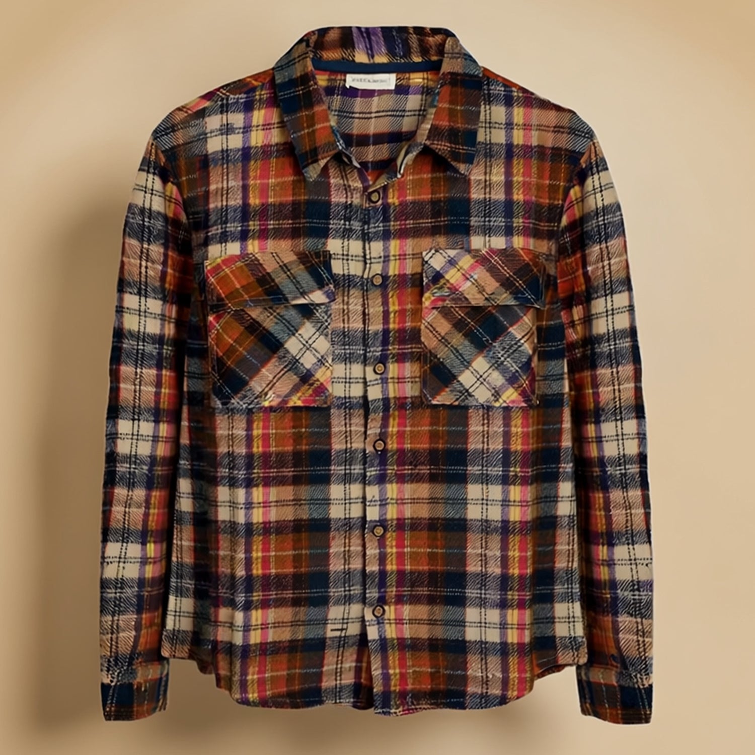 Boys Orange & Multicolor Checked Flannel Casual Full Sleeves Button-DownRegular Fit Dual Chest Pockets Collared Neck Shirts.