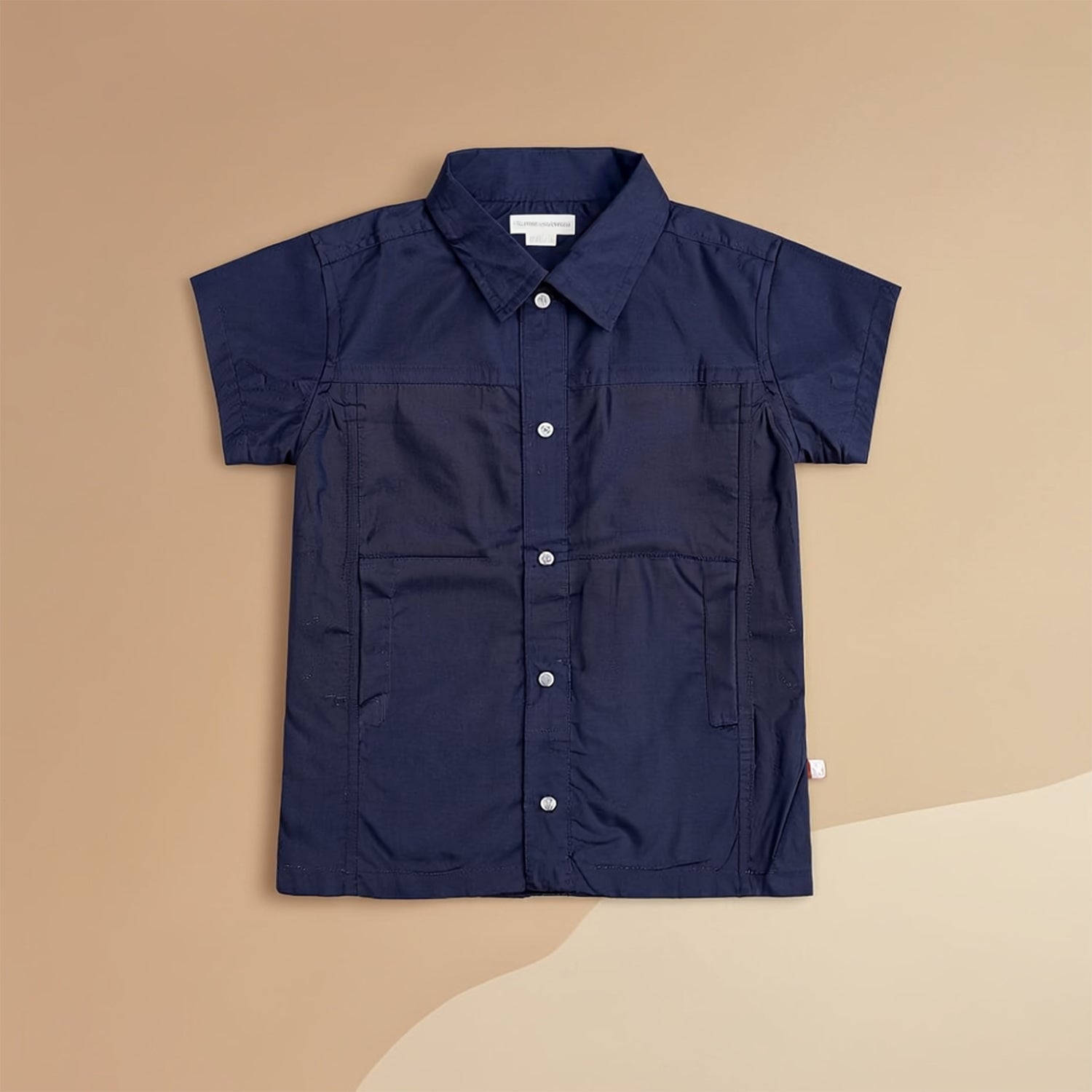 Boys Navy Blue Short Sleeves Regular Fit  Smart Casual Shirt
