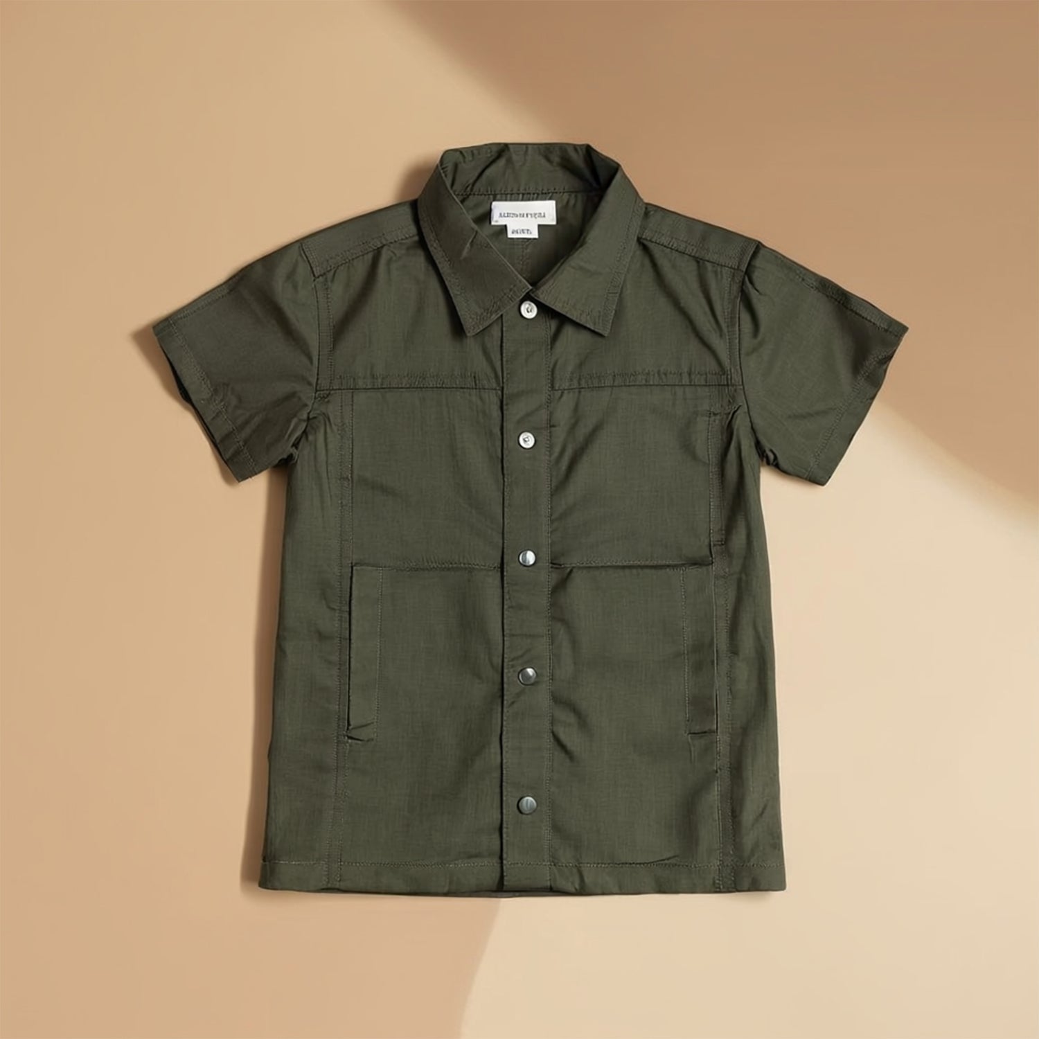 Boys Olive Short Sleeves Regular Fit  Smart Casual & Daily Wear Shirt