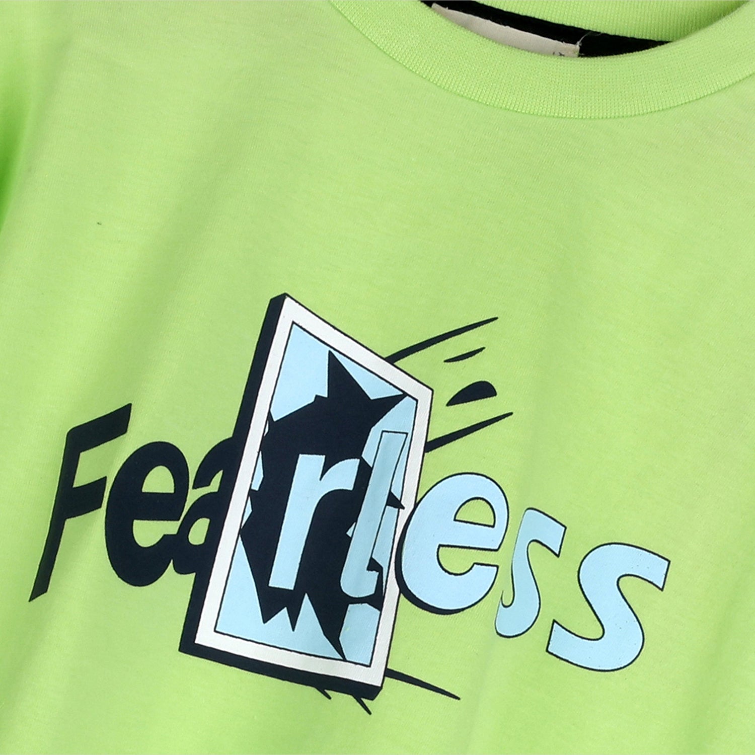 Boys Graphic T-Shirt Casual Full Sleeves Crew Neck Printed "Fearless" Single Jersey Everyday Wear For Kids