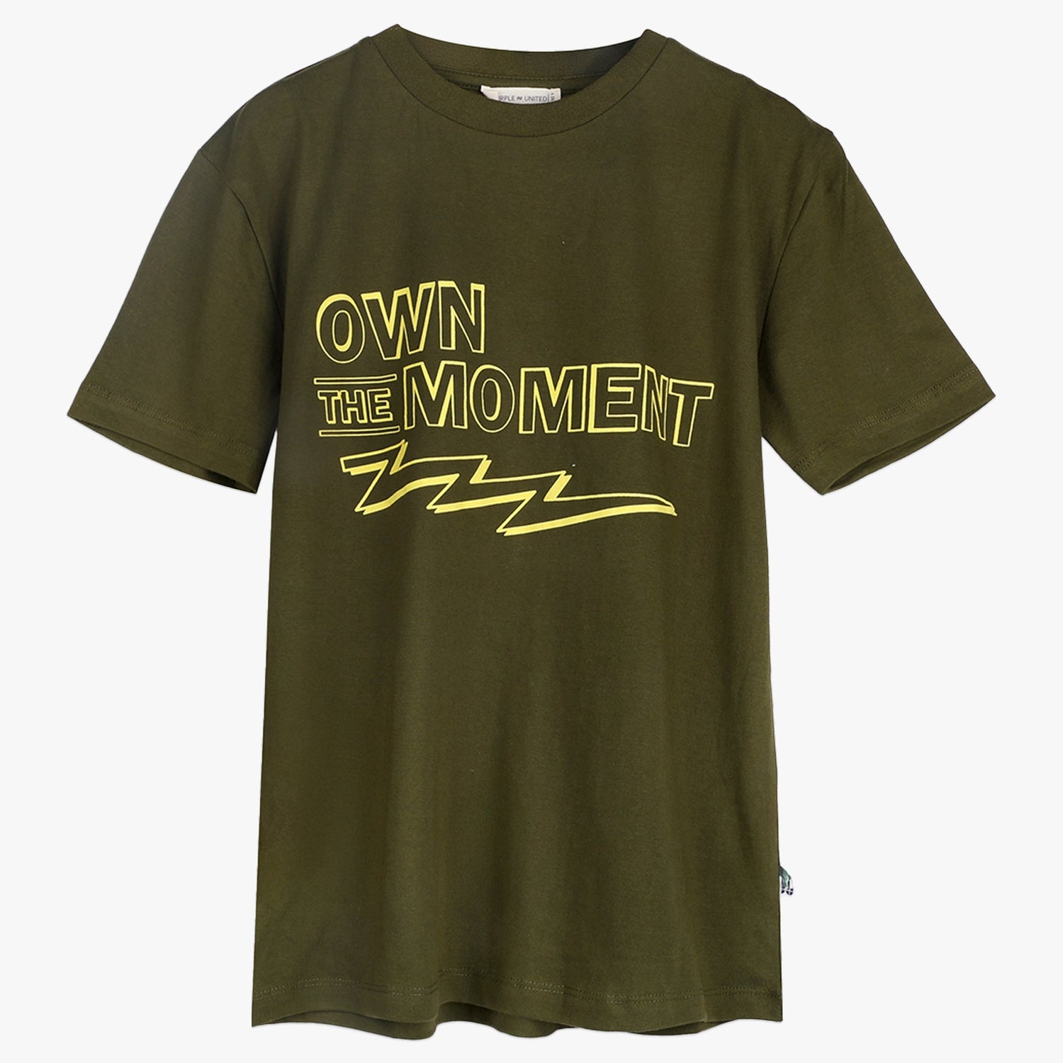 Boys Graphic T-Shirt Casual Half Sleeves Crew Neck Bold “OWN THE MOMENT” Design Everyday Wear For Kids