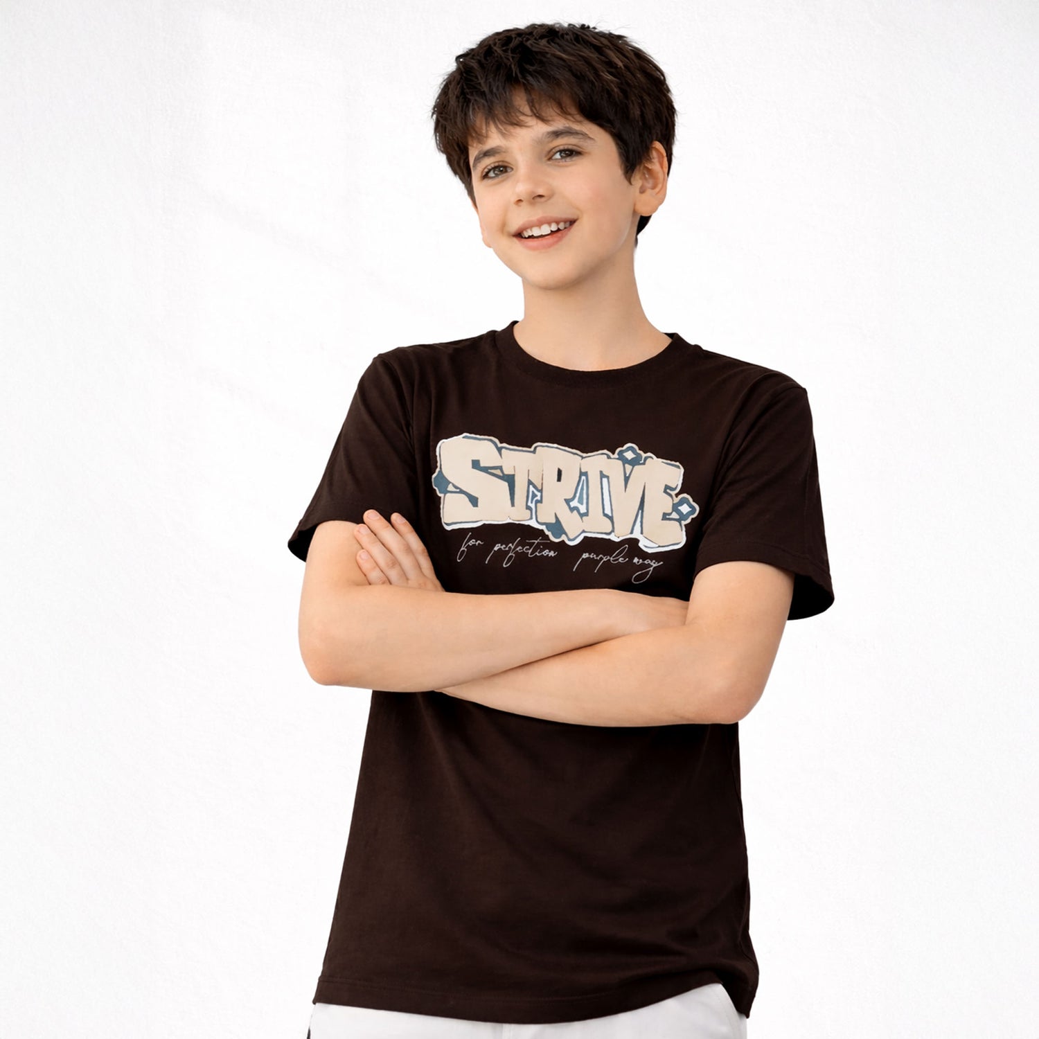 Kids Boys Tshirt Brown with Breathable Cotton Fabric Short Sleeve Summer Casual T Shirt