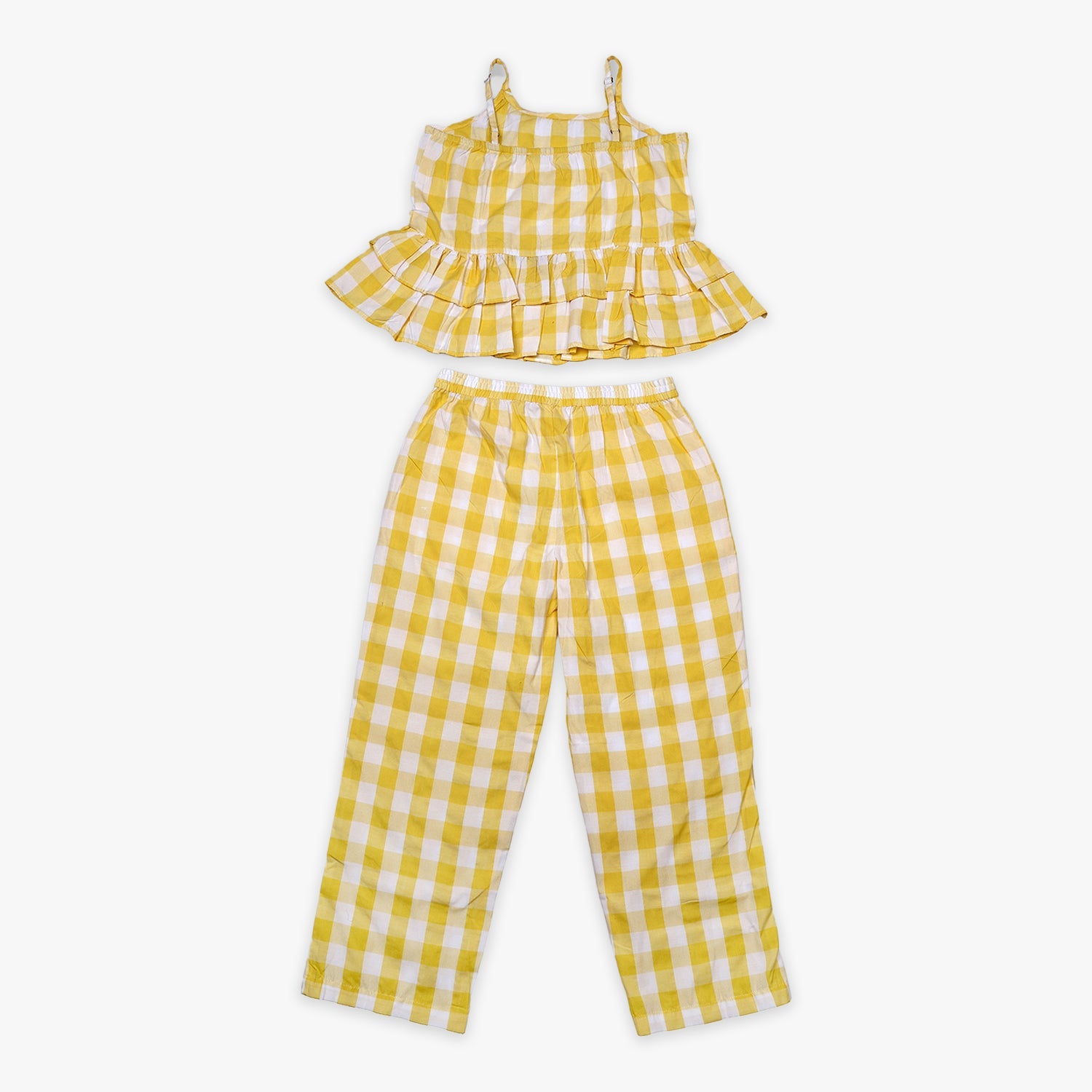 Kids Girls Checkered Cotton Co-ord Set with Elastic Waist