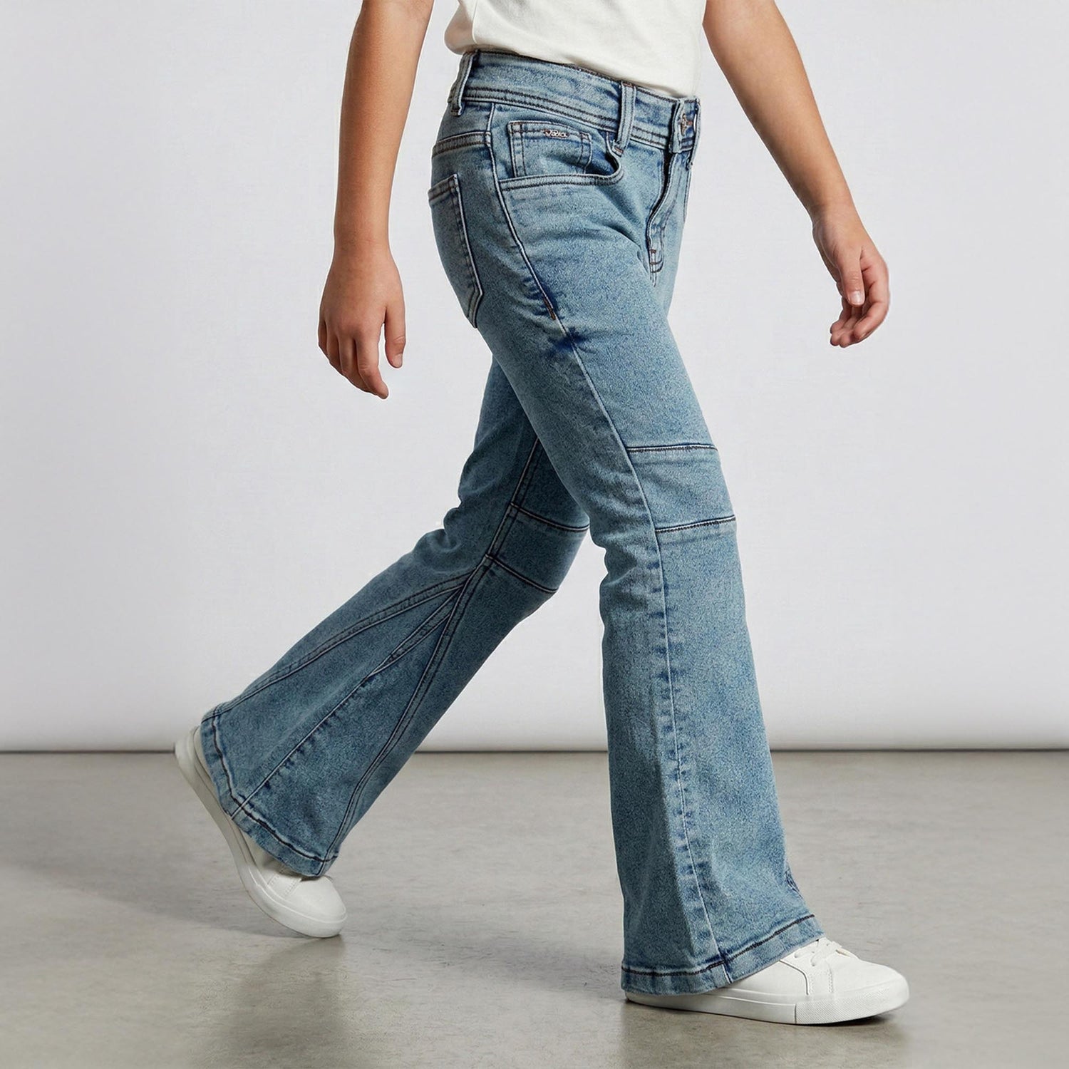 Girls Light Blue Flared Denim Jeans