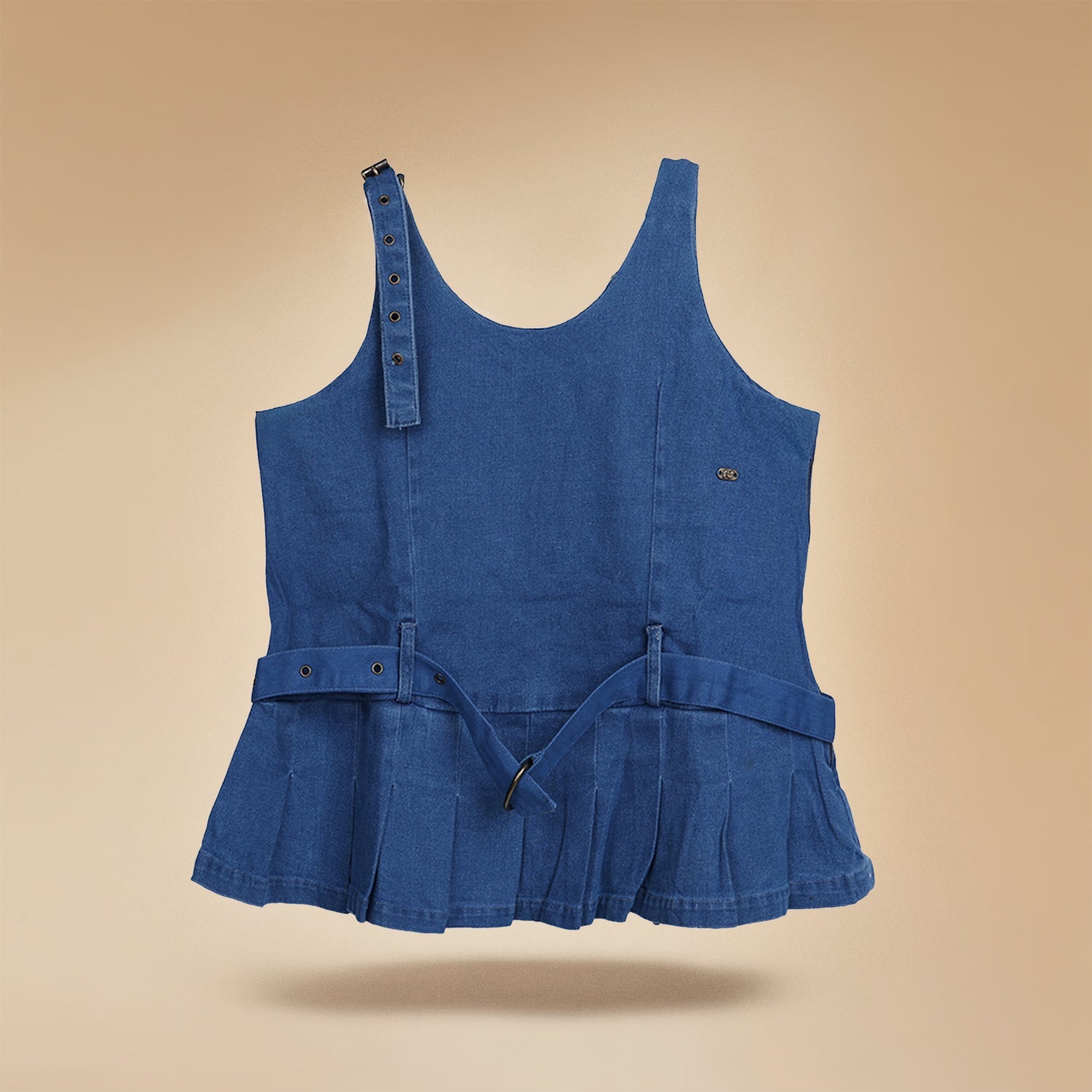 Kids Girls Denim Sleeveless Regular Fit Top with Adjustable Strap
