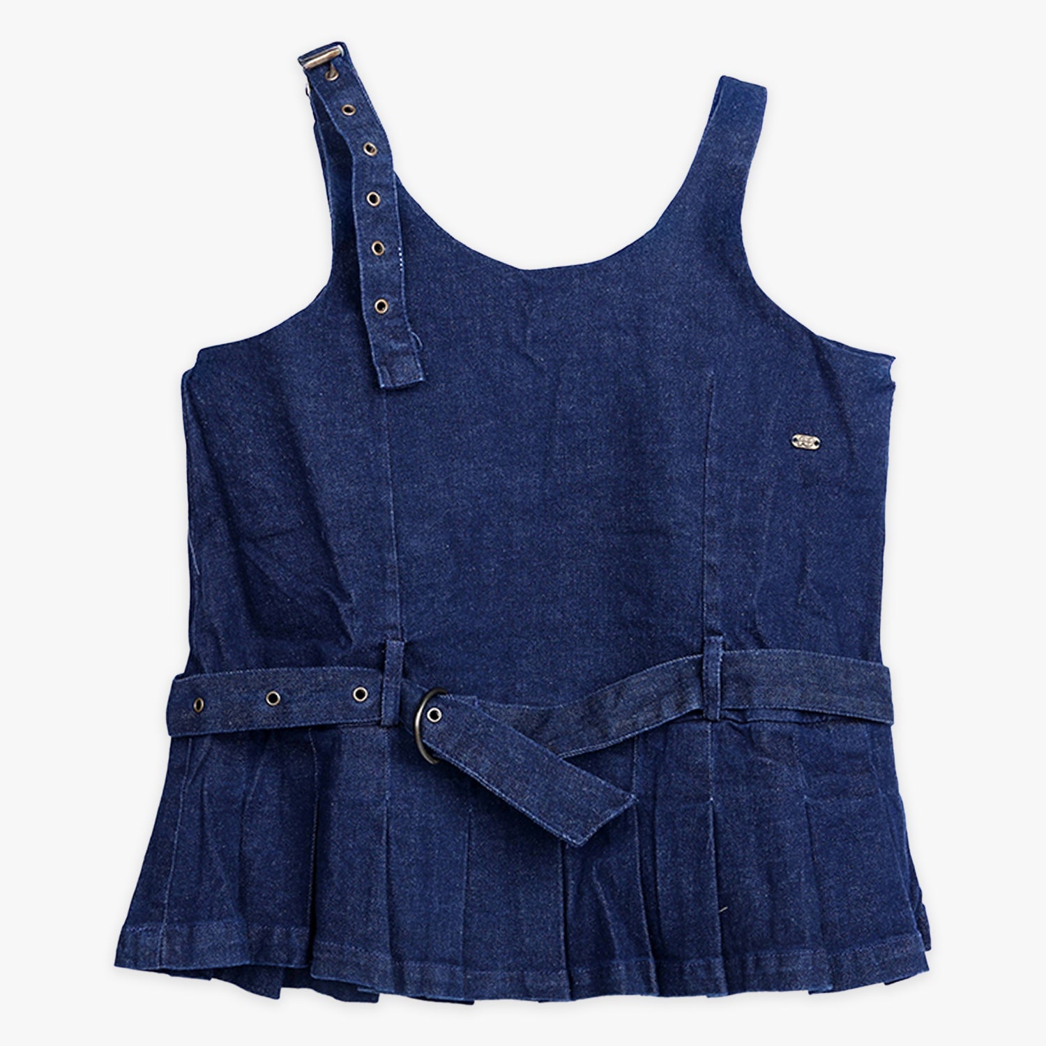 Kids Girls Denim Sleeveless Regular Fit Top with Adjustable Strap