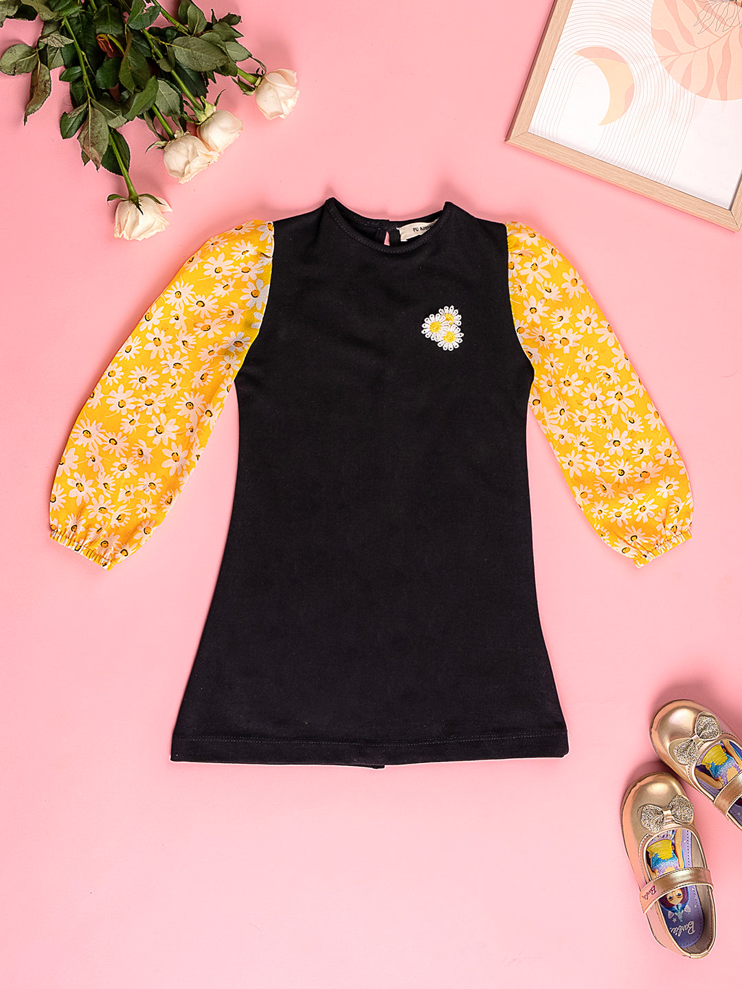 Kids Girls Cotton Full Sleeves knee Length A-line Dress