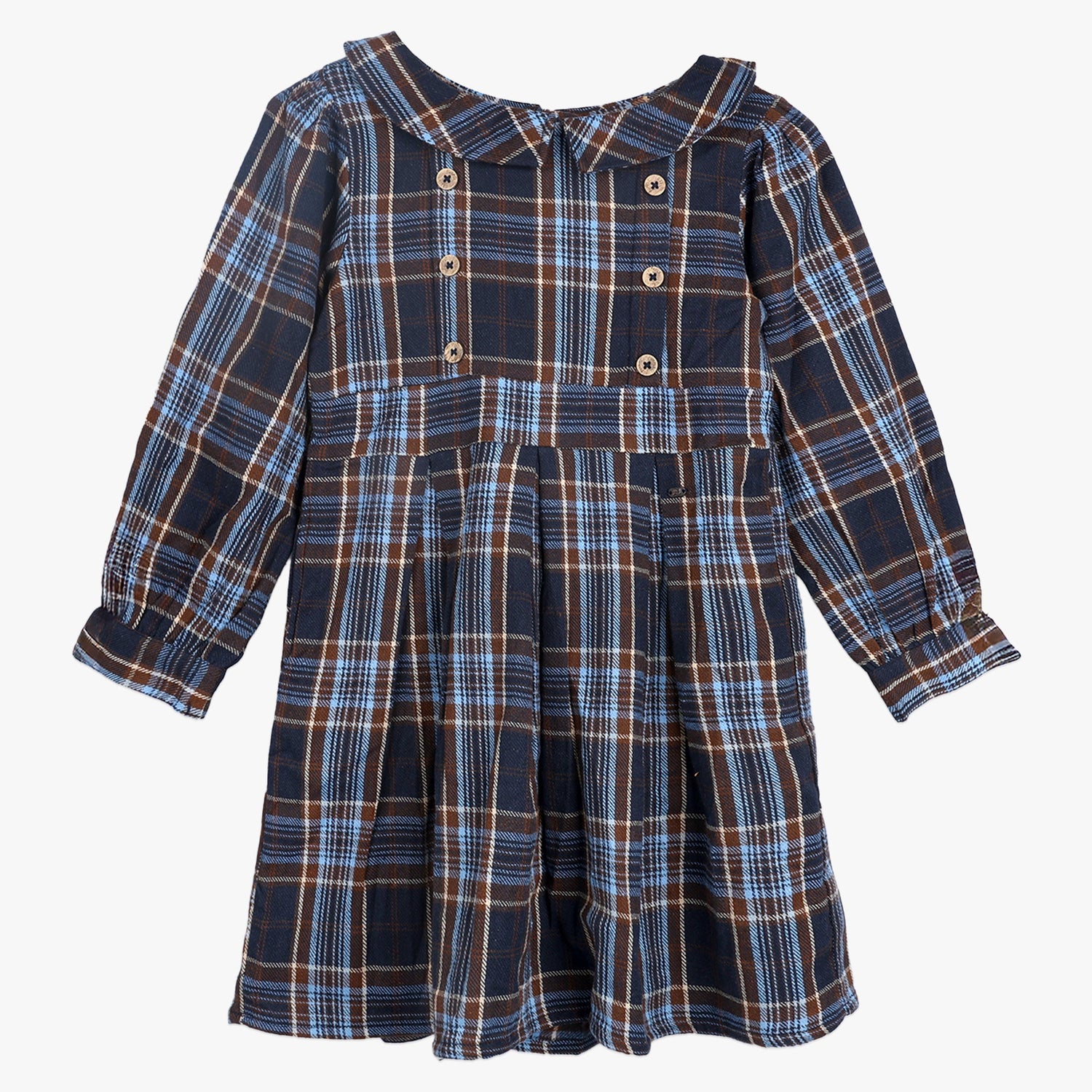 Kids Girls Soft Flanne Long Sleeves Checked Dress