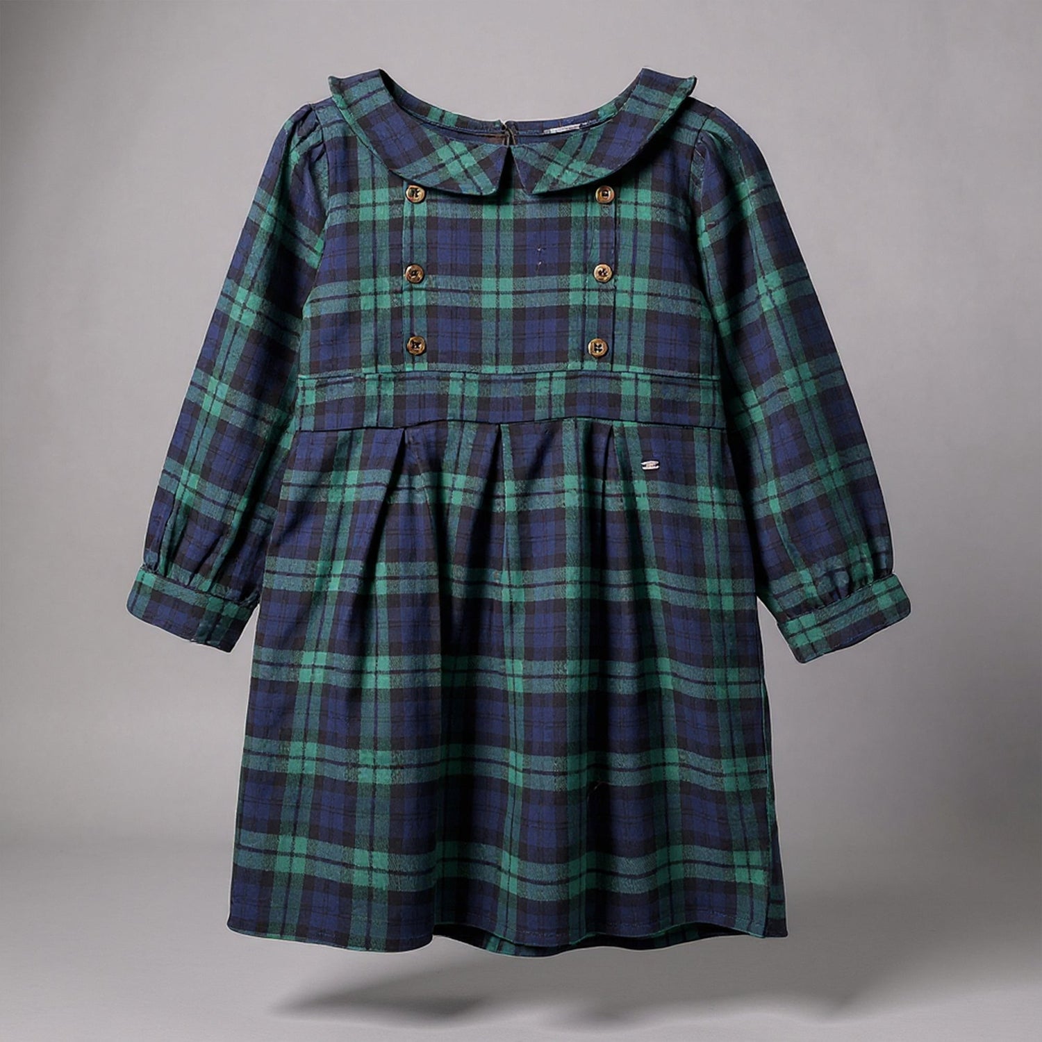 Kids Girls Soft Flanne Long Sleeves Checked Dress