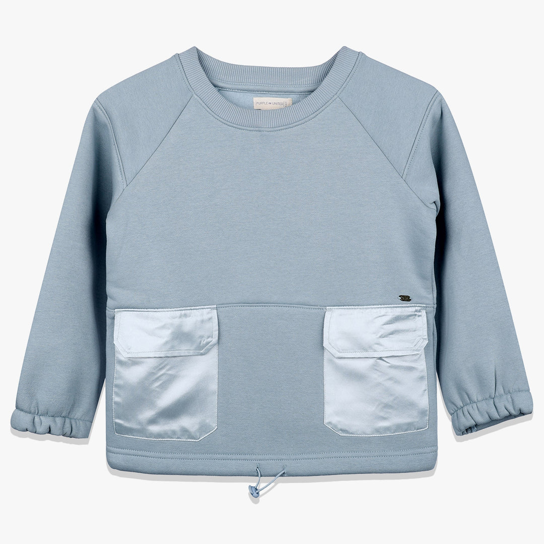 Girls Sweatshirt Fleece with Satin Pockets Full Sleeves Drawstring Hem Casual & Party Winter Wear For Kids