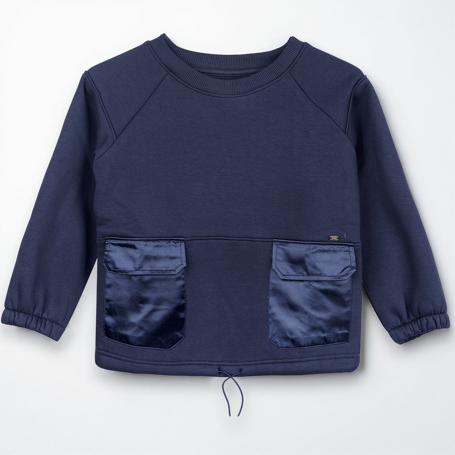 Girls Sweatshirt Fleece with Satin Pockets Full Sleeves Drawstring Hem Casual & Party Winter Wear For Kids
