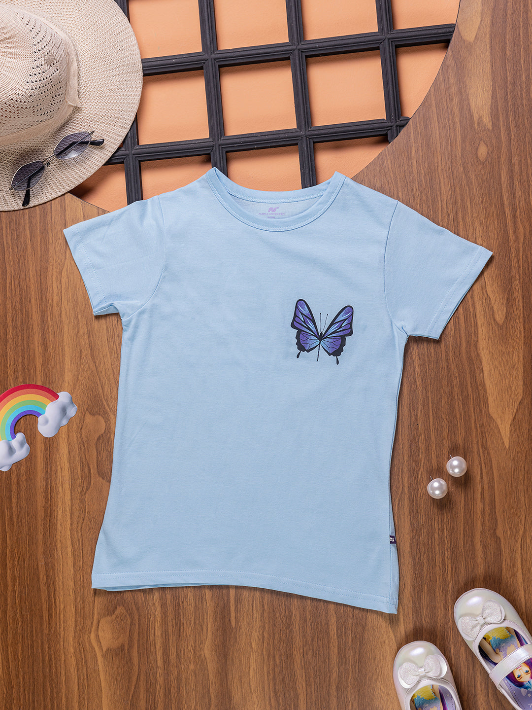 Kids Girls Cotton Half Sleeves Crew Neck Regular Fit Graphic Print T-Shirt