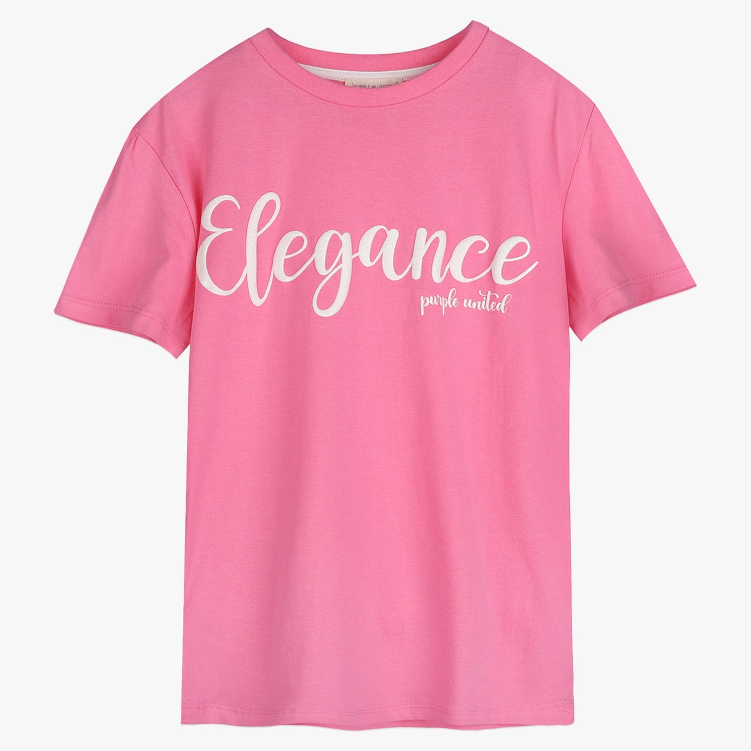 Girls Graphic T-Shirt Short Sleeves Crew Neck Soft Single Jersey Fabric “Elegance” Slogan Print Casual  Wear For Kids