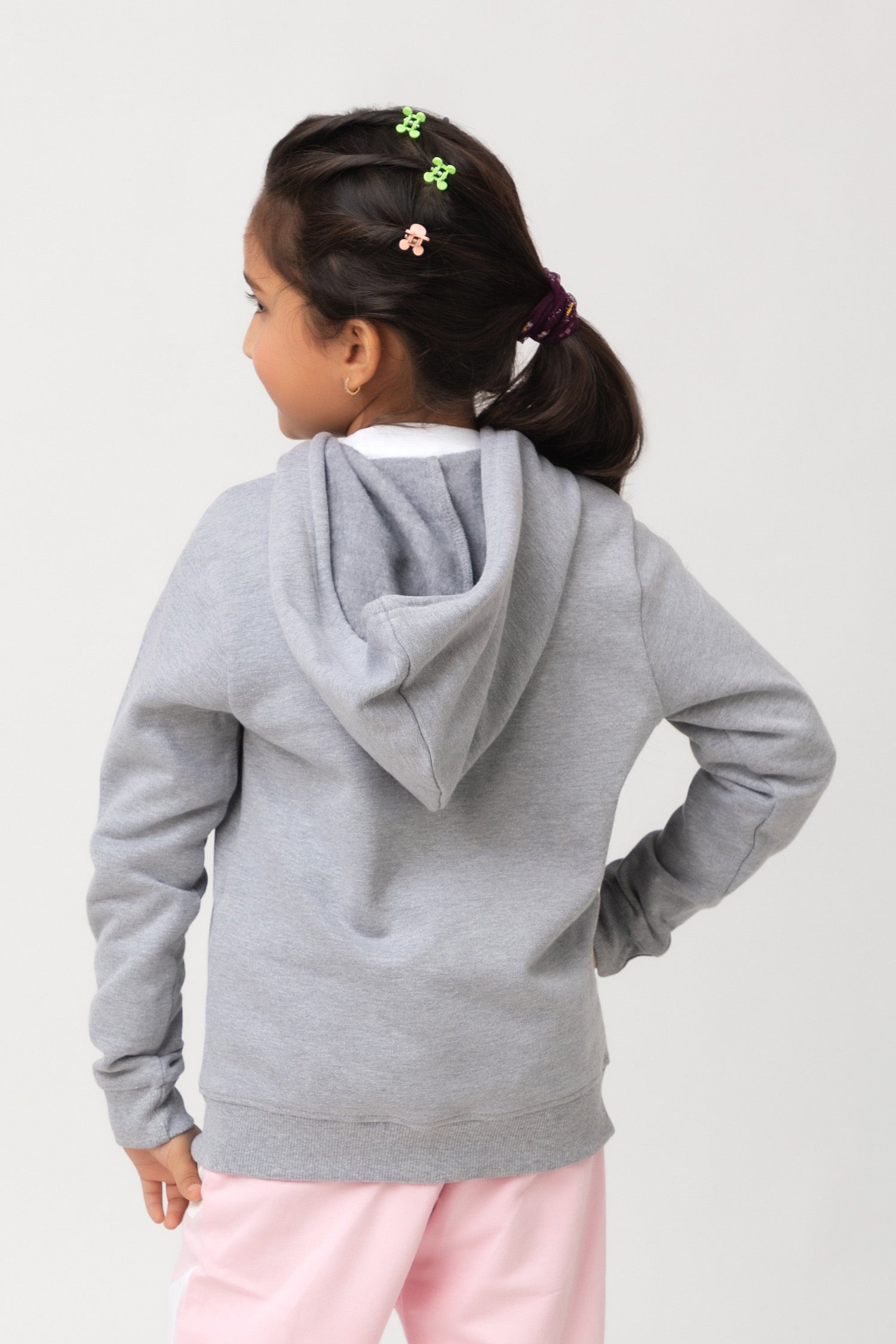 Kids Girls Fleece Full Sleeves Jacket with Hooded Neck