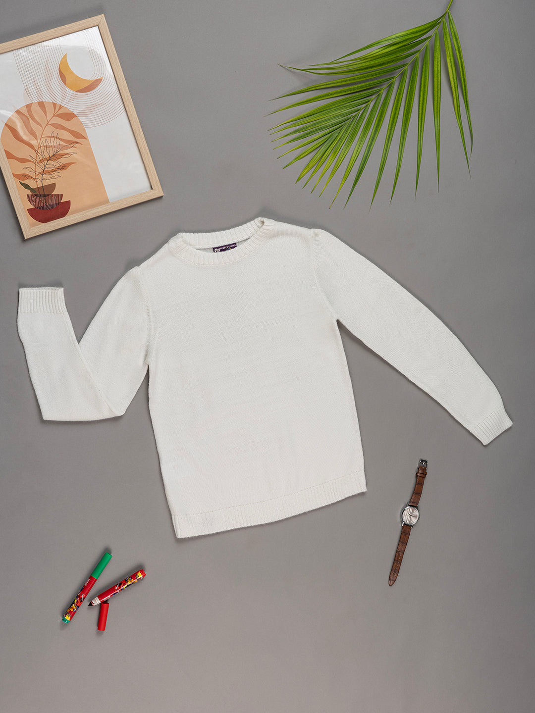 Kids Cotton Full Sleeves Classic Crew Neck Pullover Sweater