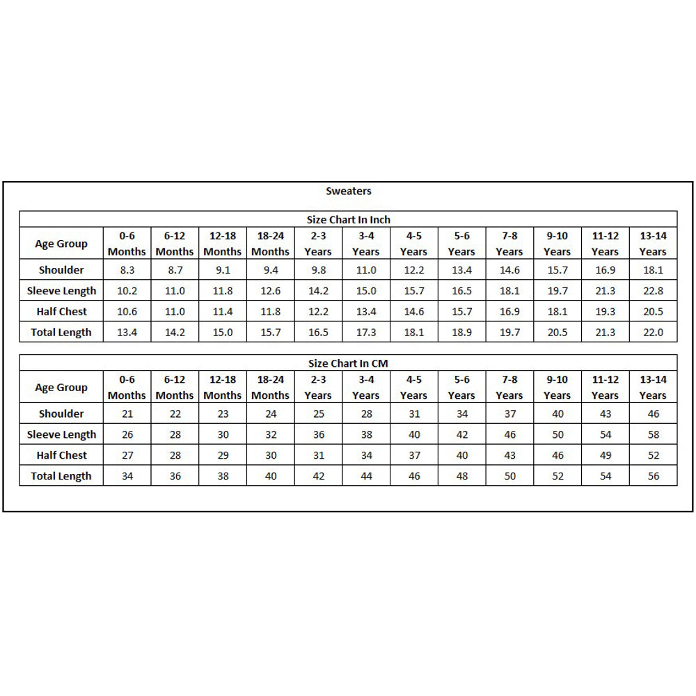 Product Size Chart